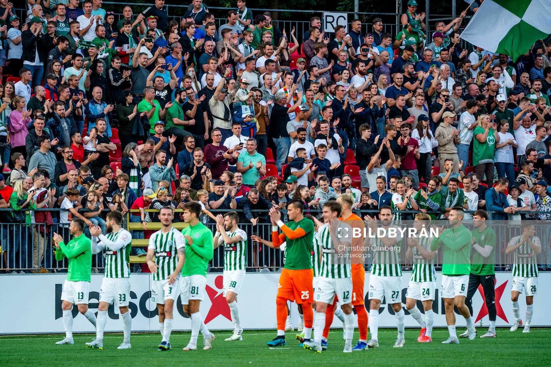 The players and supporters of FK Zalgiris celebrate