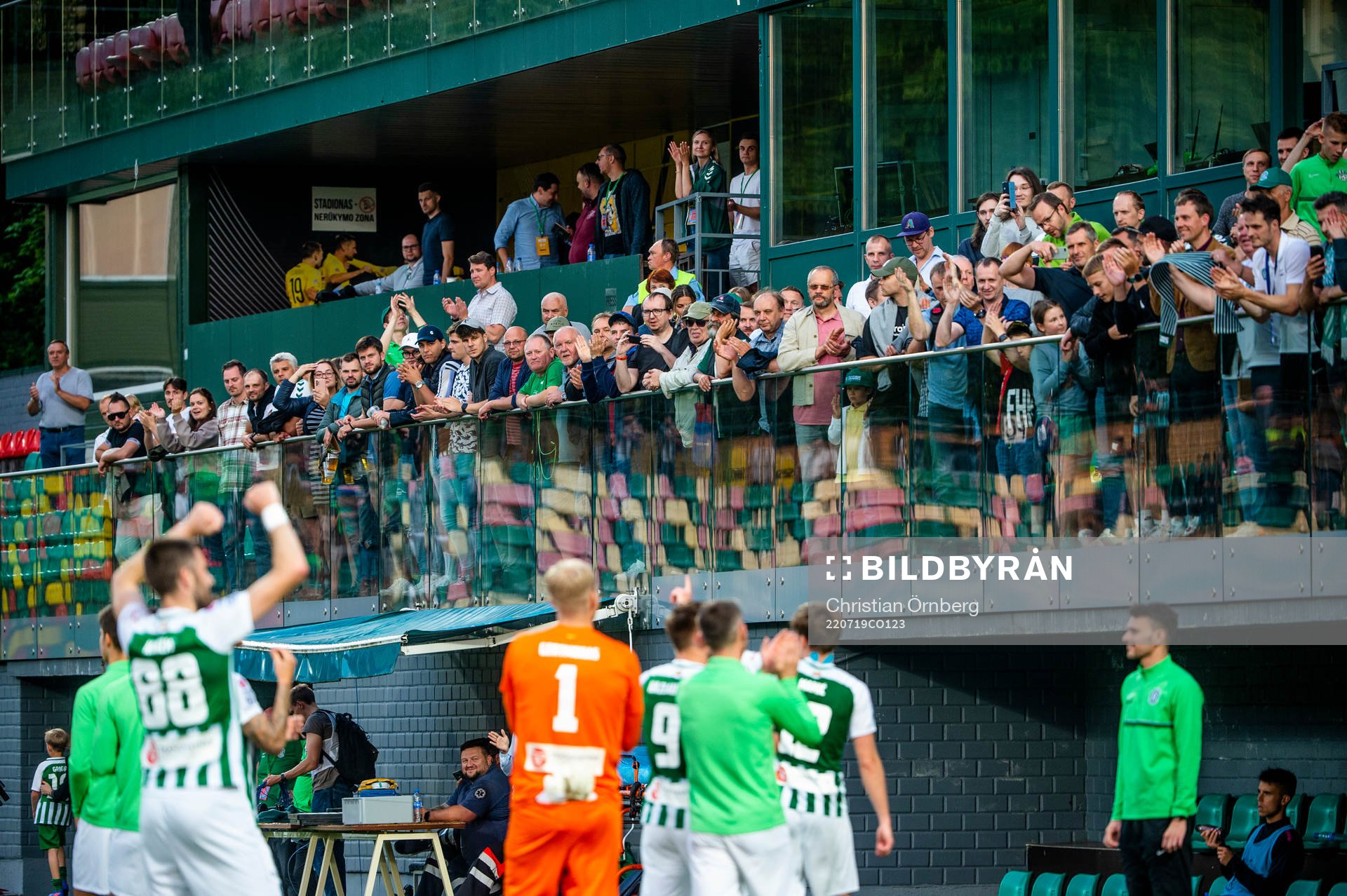 The players and supporters of FK Zalgiris celebrate