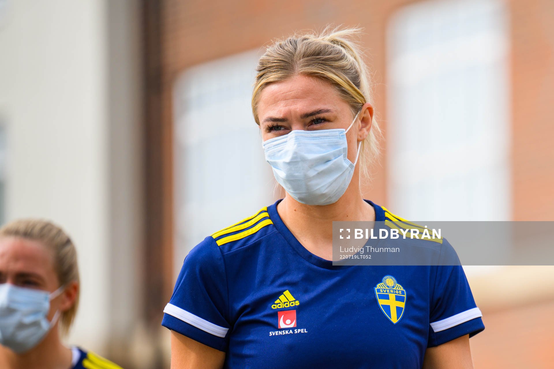 Fridolina Rolfö of the Swedish women's national football team at a press event during the UEFA Women's Euro 2022 Championship on July 19, 2022 in Chester.