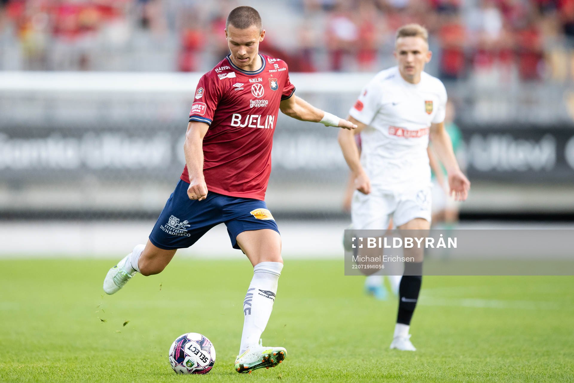 Örgrytes Arvid Brorsson under fotbollsmatchen i Superettan mellan Örgryte och Brommapojkarna den 19 juli 2022 i Göteborg. 