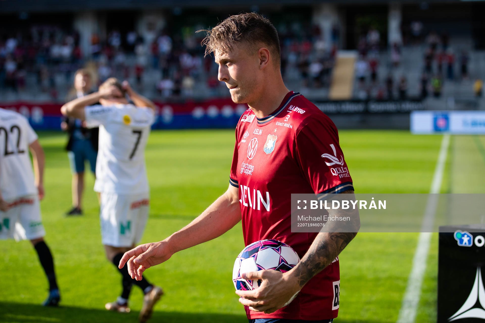 Örgrytes Marcus Haglind Sangré innan fotbollsmatchen i Superettan mellan Örgryte och Brommapojkarna den 19 juli 2022 i Göteborg. 