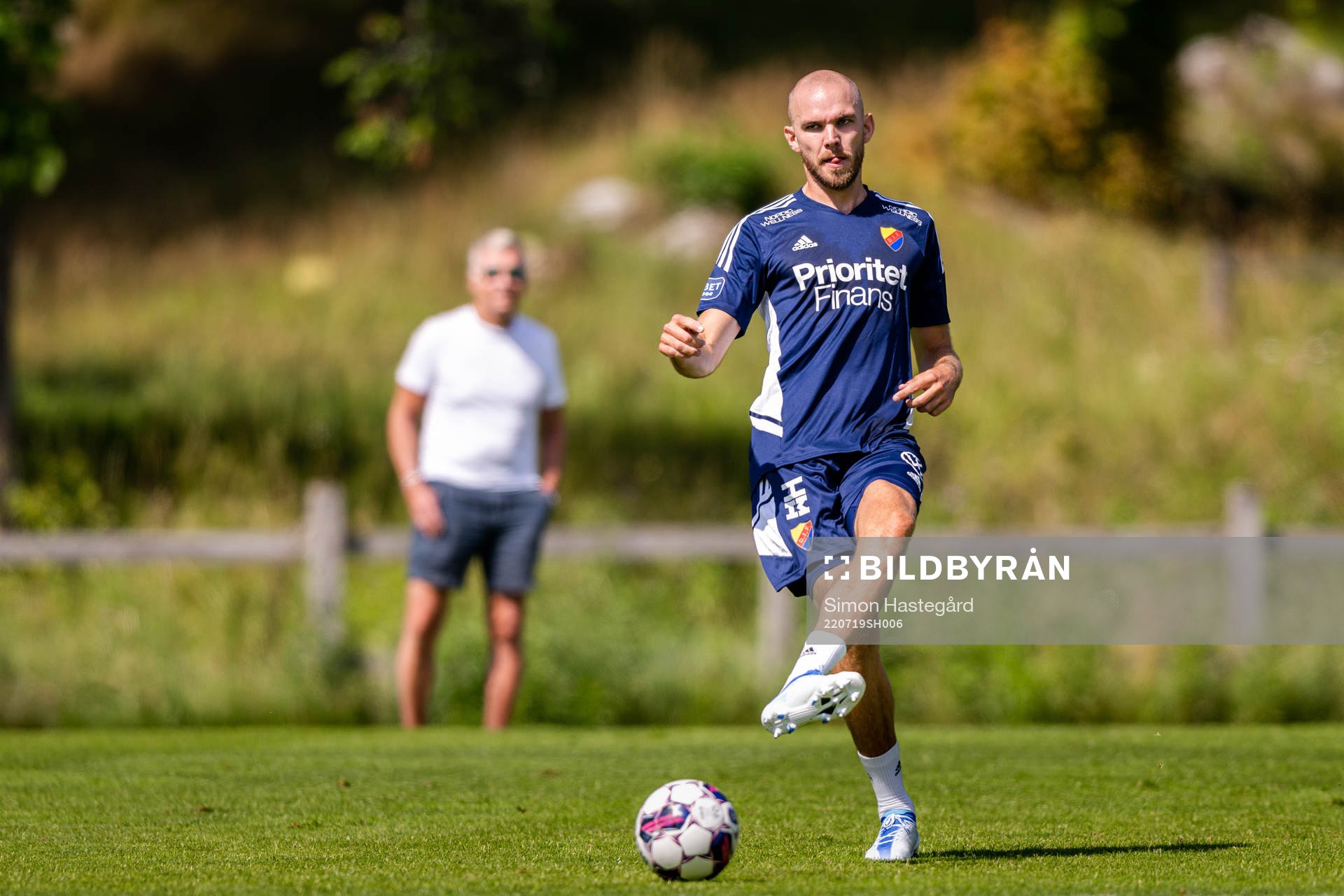 Marcus Danielson under en träning med Djurgården den 19 juli 2022 i Stockholm. 
