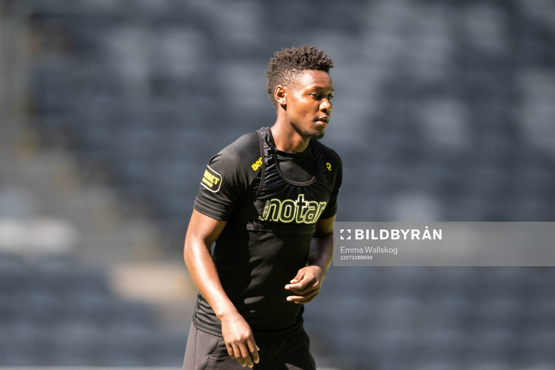 Henry Atola of AIK during a training session with AIK on July 20, 2022 in Stockholm. 
