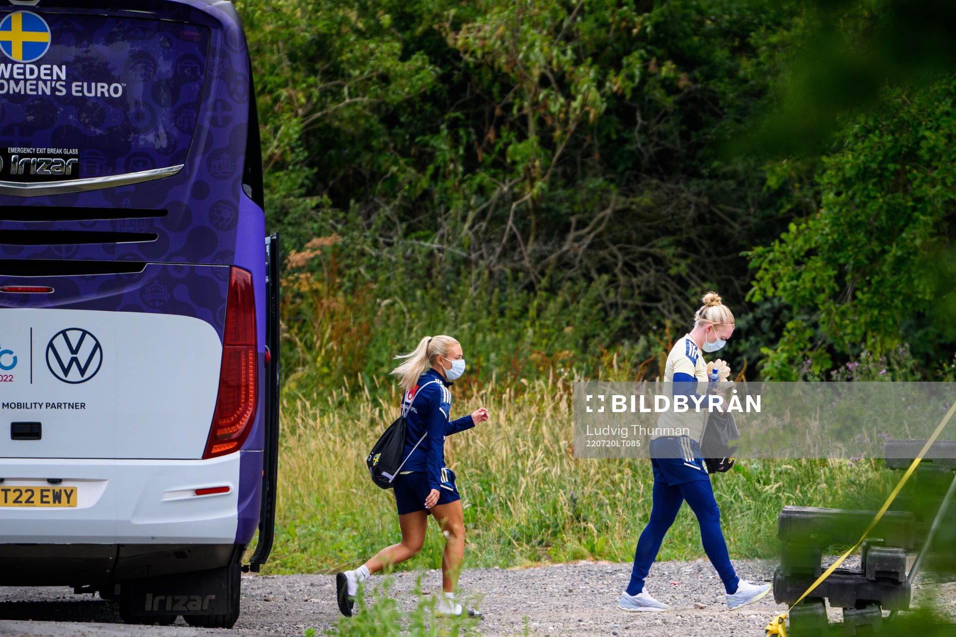 Amanda Nilden and goalkeeper Hedvig Lindahl of the Swedish