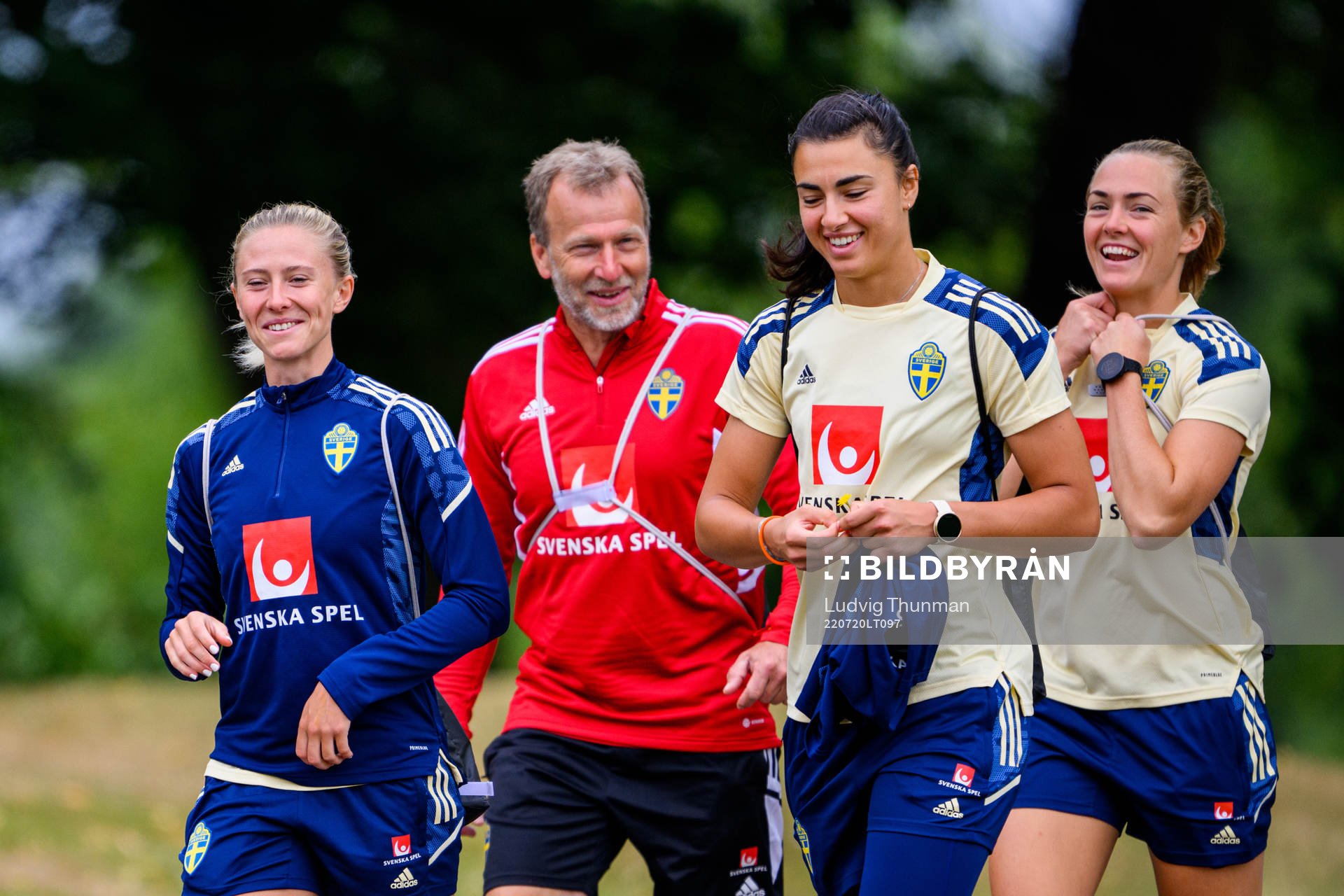 Rebecka Blomqvist, Pontus Ekblom, physio, goalkeeper Zecira