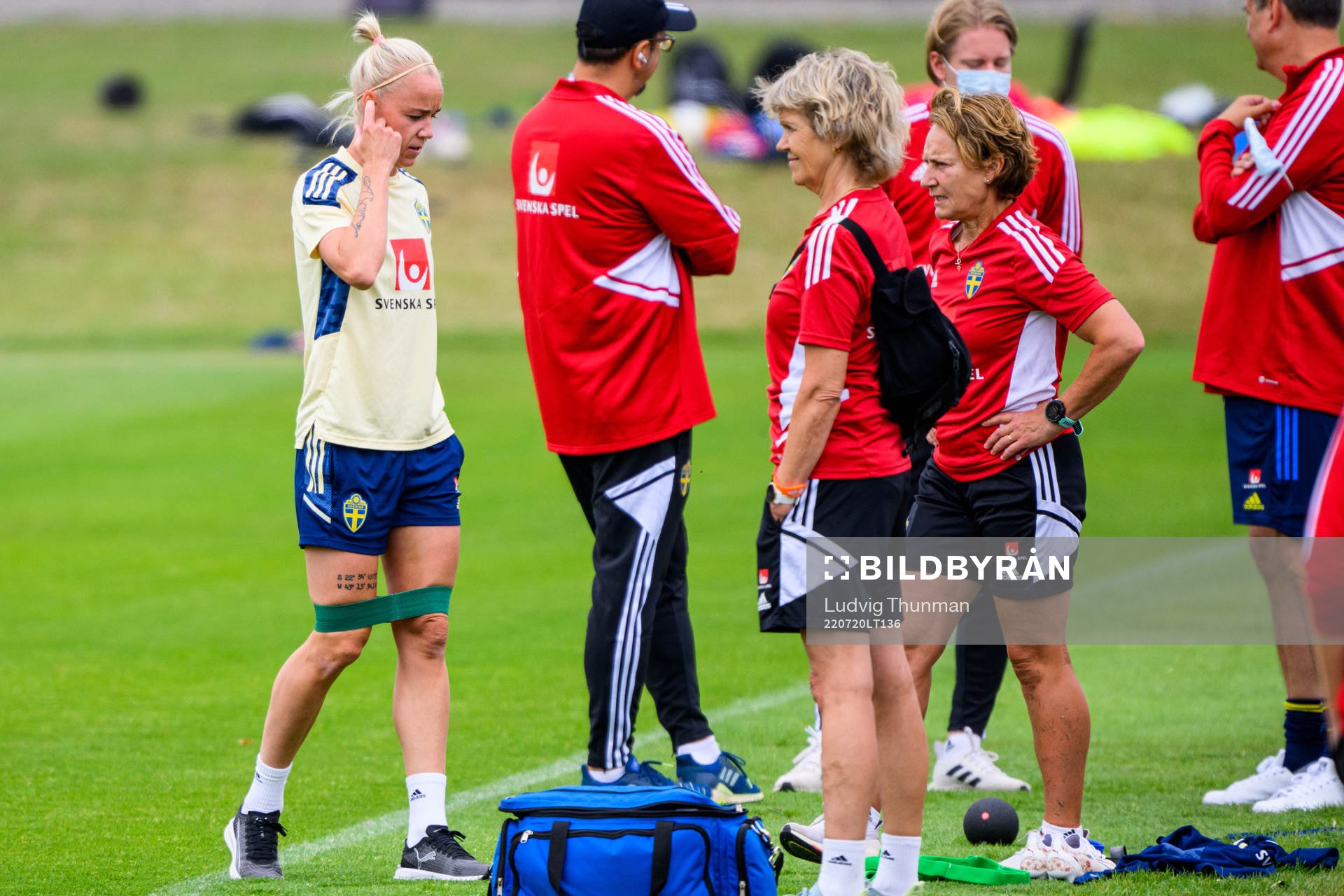 Caroline Seger of the Swedish women's national football team at a training session during the UEFA Women's Euro 2022 Championship on July 20, 2022 in Chester.