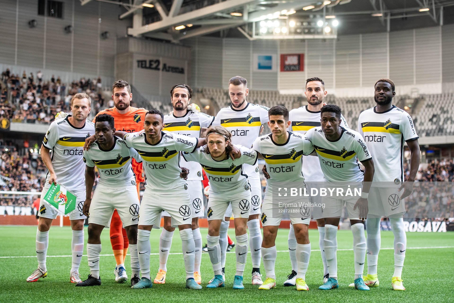 Players of AIK line up for a team photo