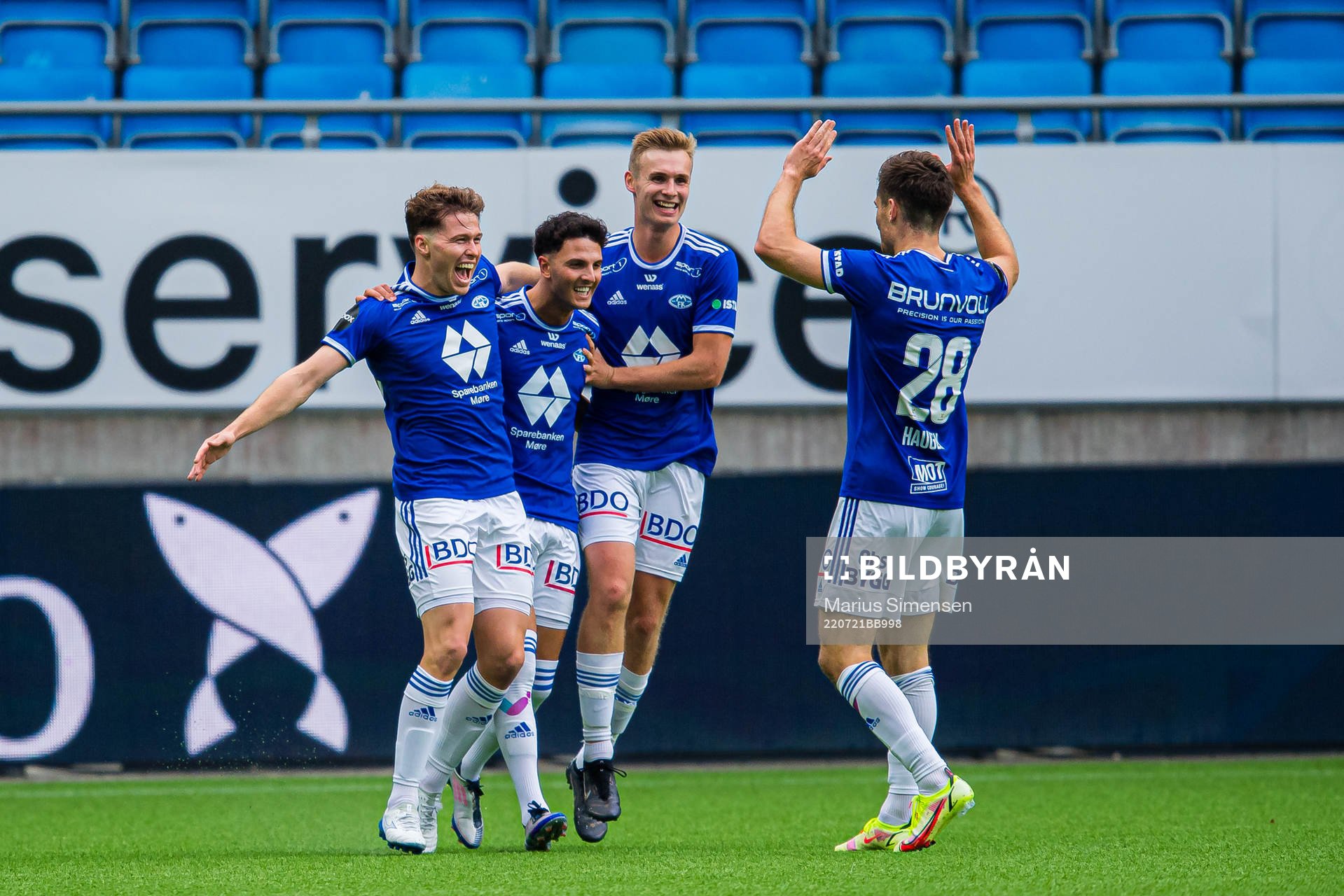 Emil Varhaugvik Breivik of Molde celebrates