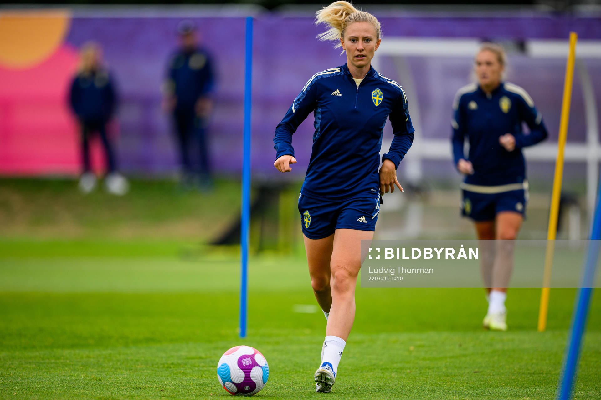 Rebecka Blomqvist of the Swedish women's national football team at a training session during the UEFA Women's Euro 2022 Championship on July 21, 2022 in Chester.