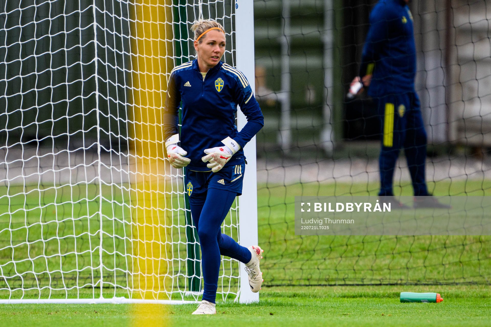GCoalkeeper Jennifer Falk of the Swedish women's national football team at a training session during the UEFA Women's Euro 2022 Championship on July 21, 2022 in Chester.