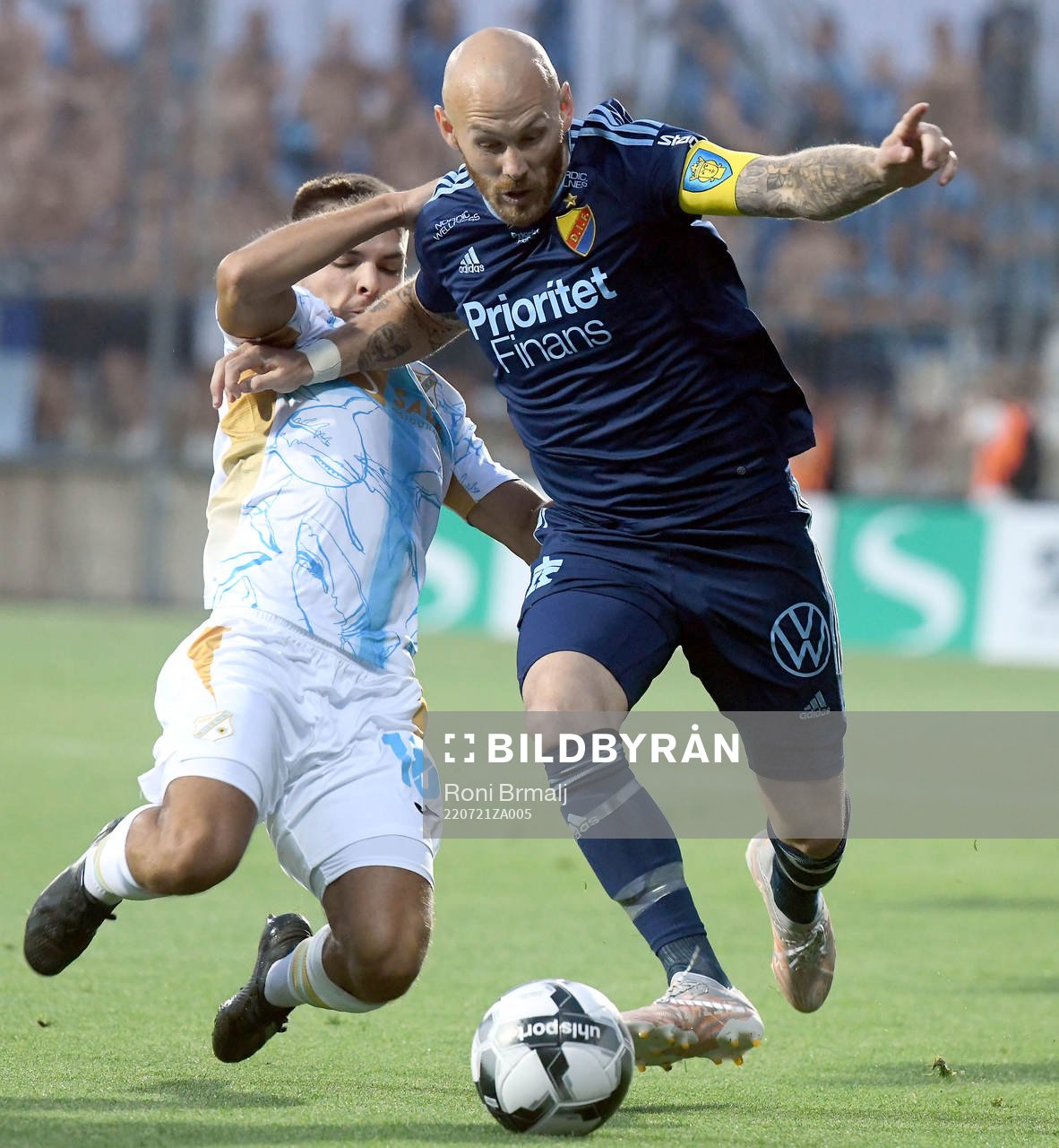 Lindon Salahi of Rijeka  and Magnus Eriksson of Djurgården