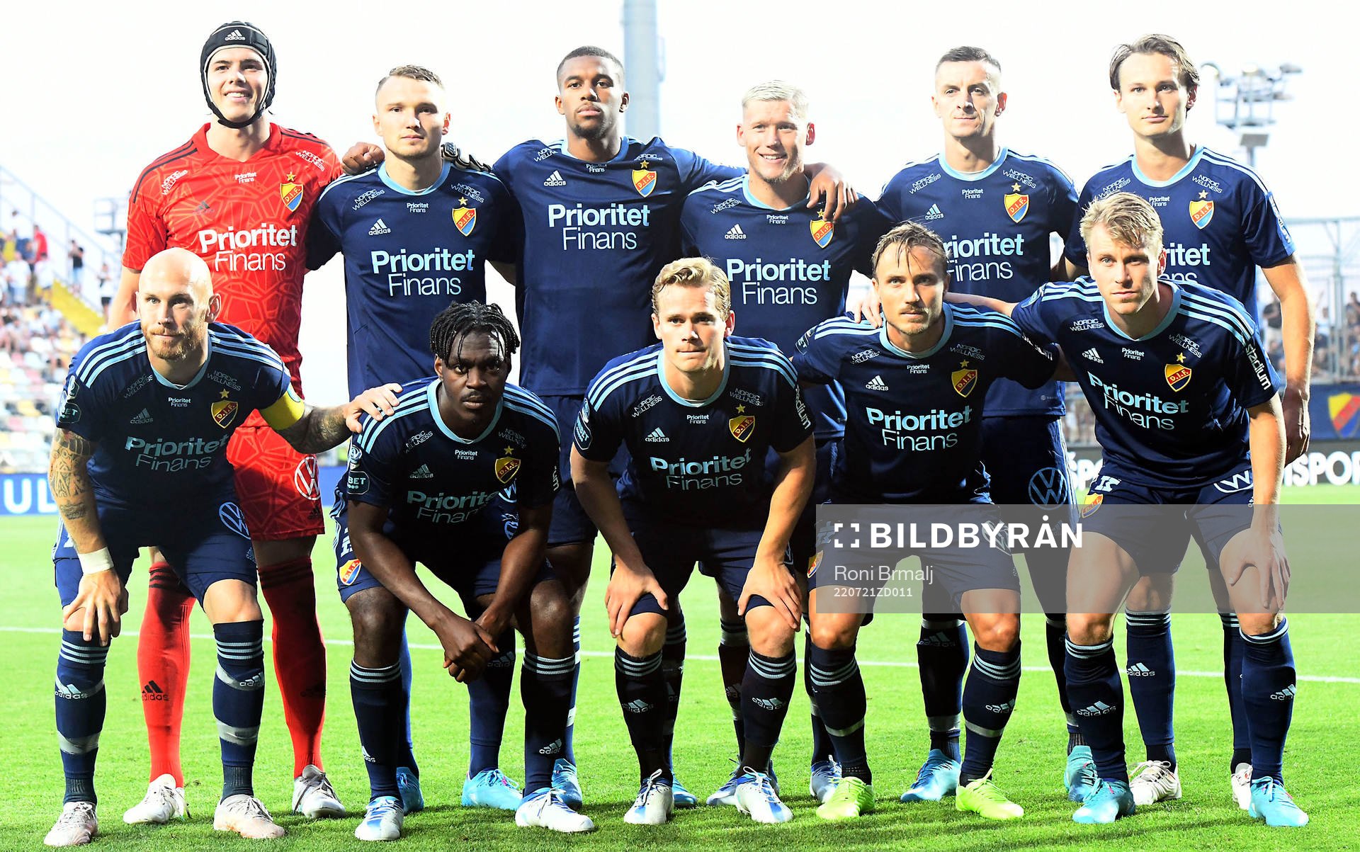 Players of Djurgården line up for a team photo