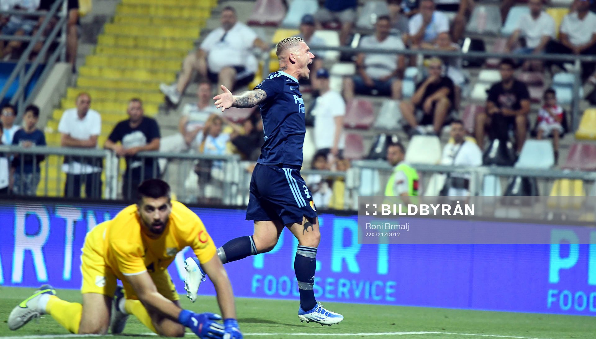 Victor Edvardsen of Djurgården celebrates scoring 1-2