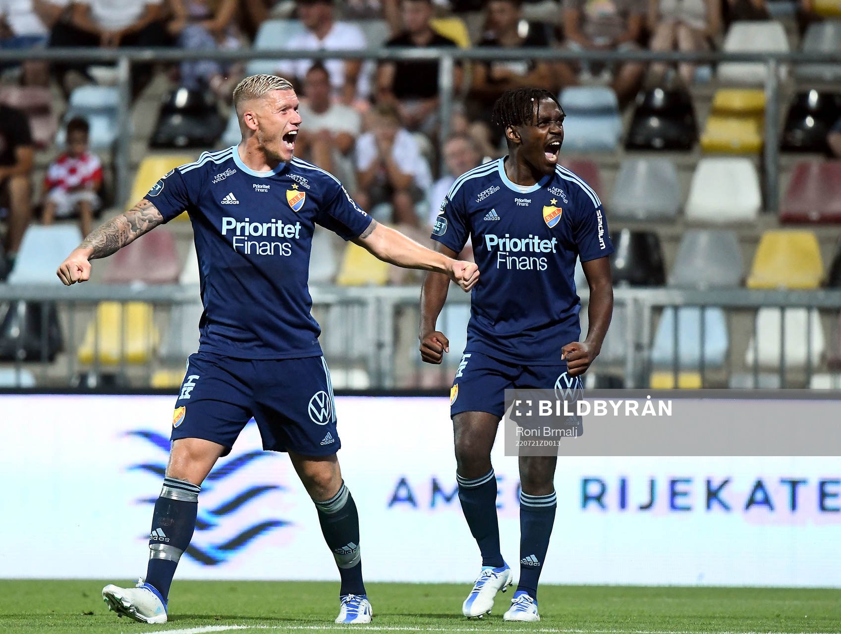 Victor Edvardsen of Djurgården celebrates scoring 1-2