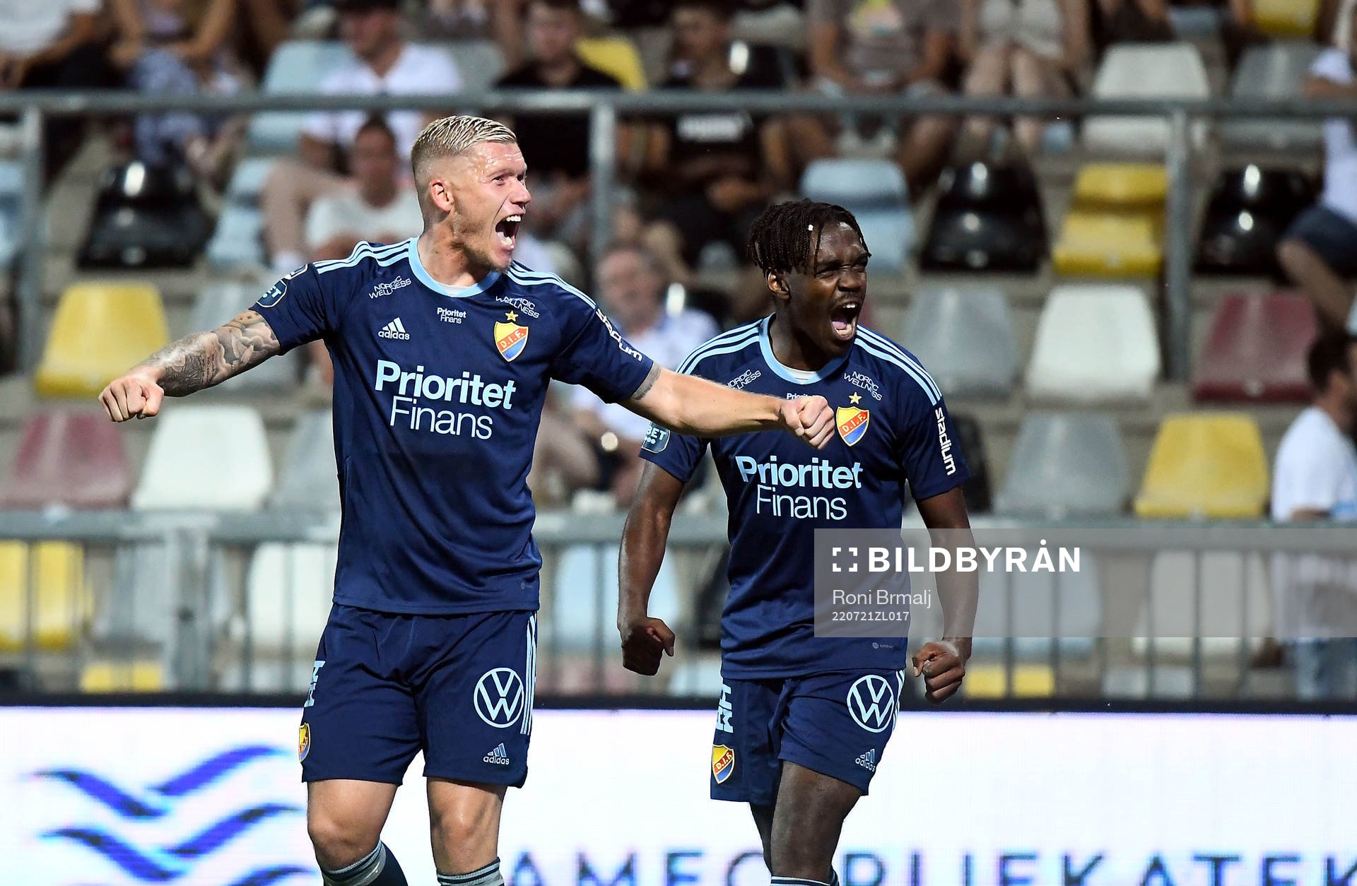 Victor Edvardsen of Djurgården celebrates scoring 1-2