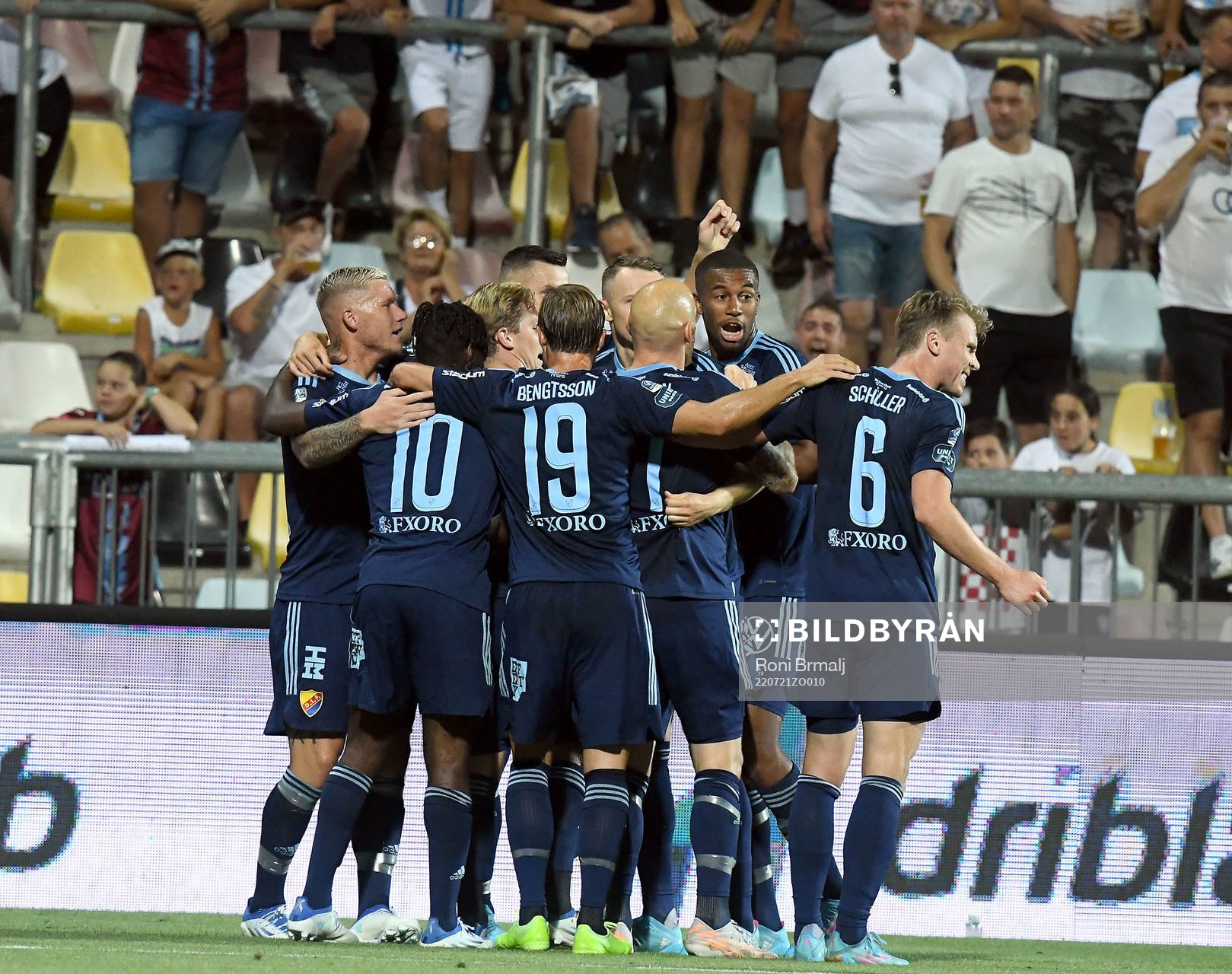 Hampus Finndell of Djurgården celebrates scoring 1-1