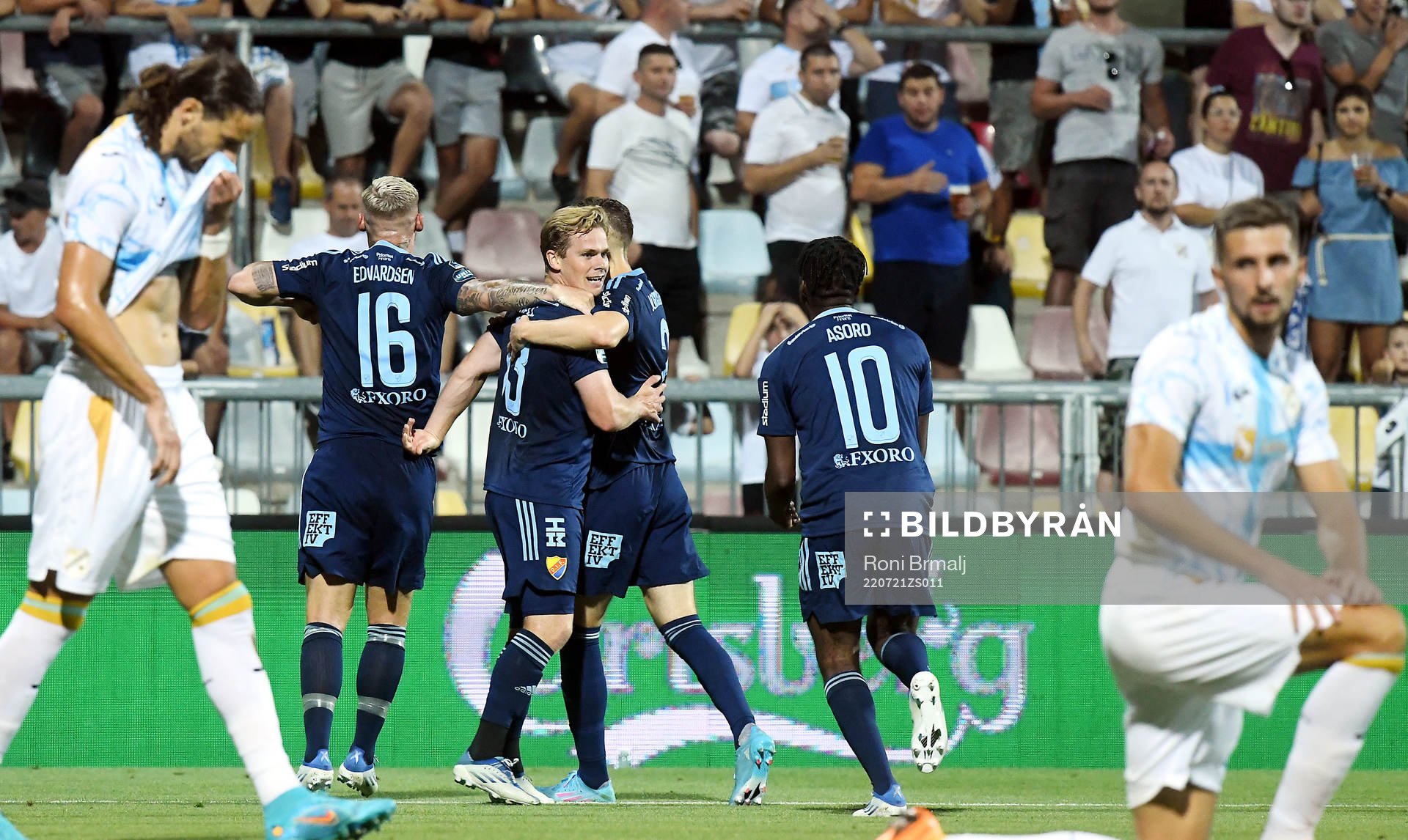 Hampus Finndell of Djurgården celebrates scoring 1-1