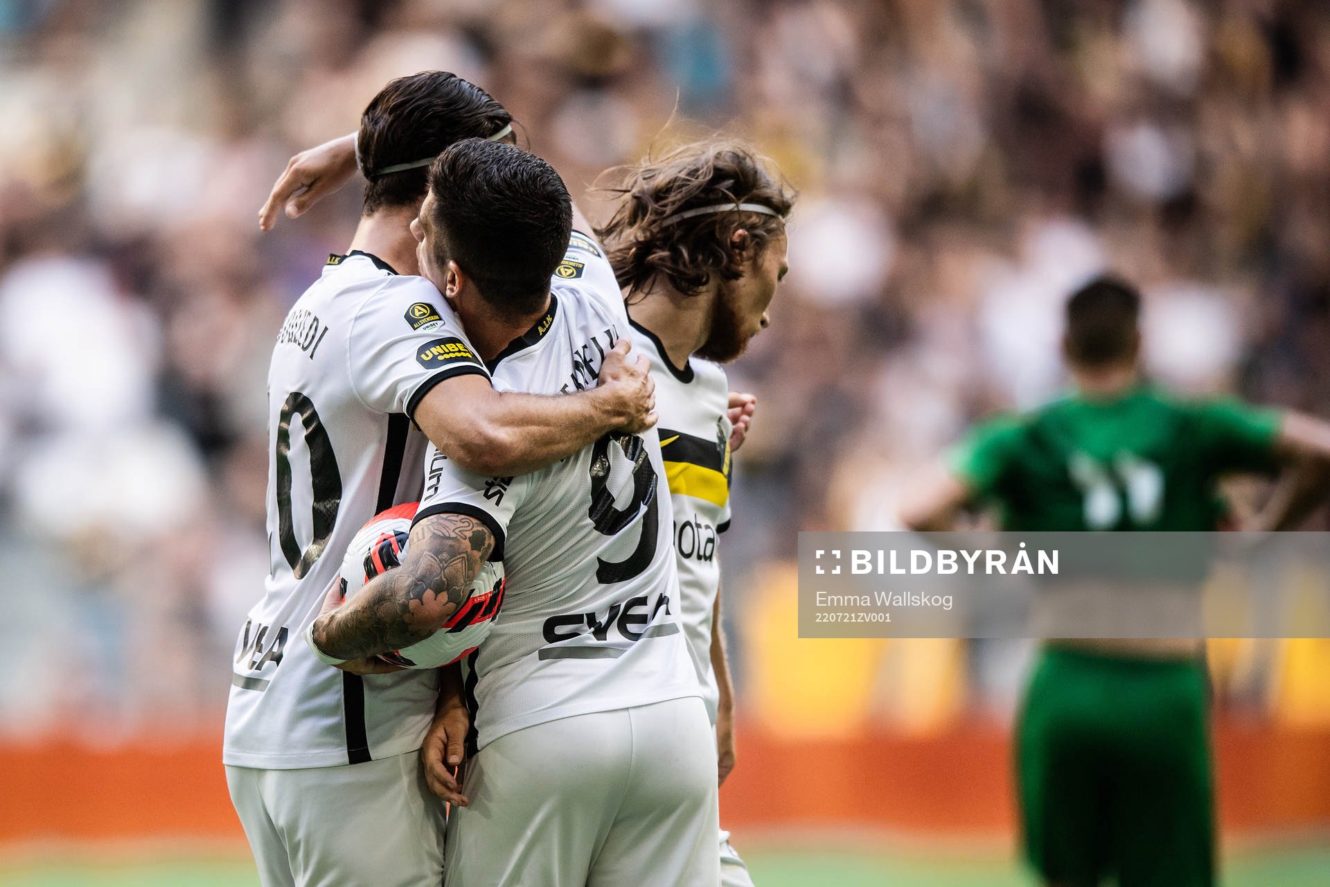 Zachary Elbouzedi  and Nicolas Stefanelli of AIK celebrate