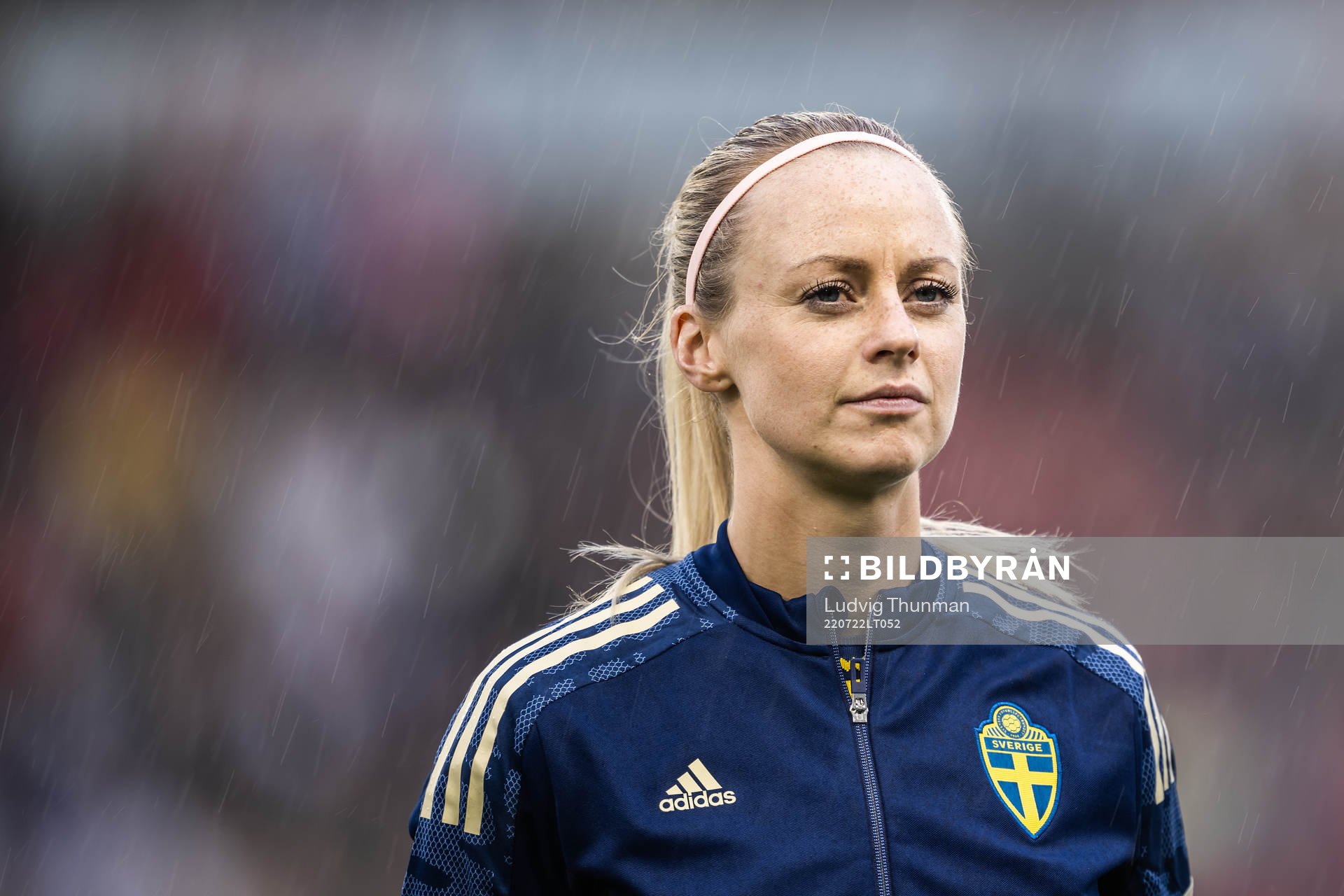 Amanda Ilestedt of Sweden ahead of the UEFA Women's Euro 2022 quarter final match between between Sweden and Belgium on July 22, 2022 in Leigh.