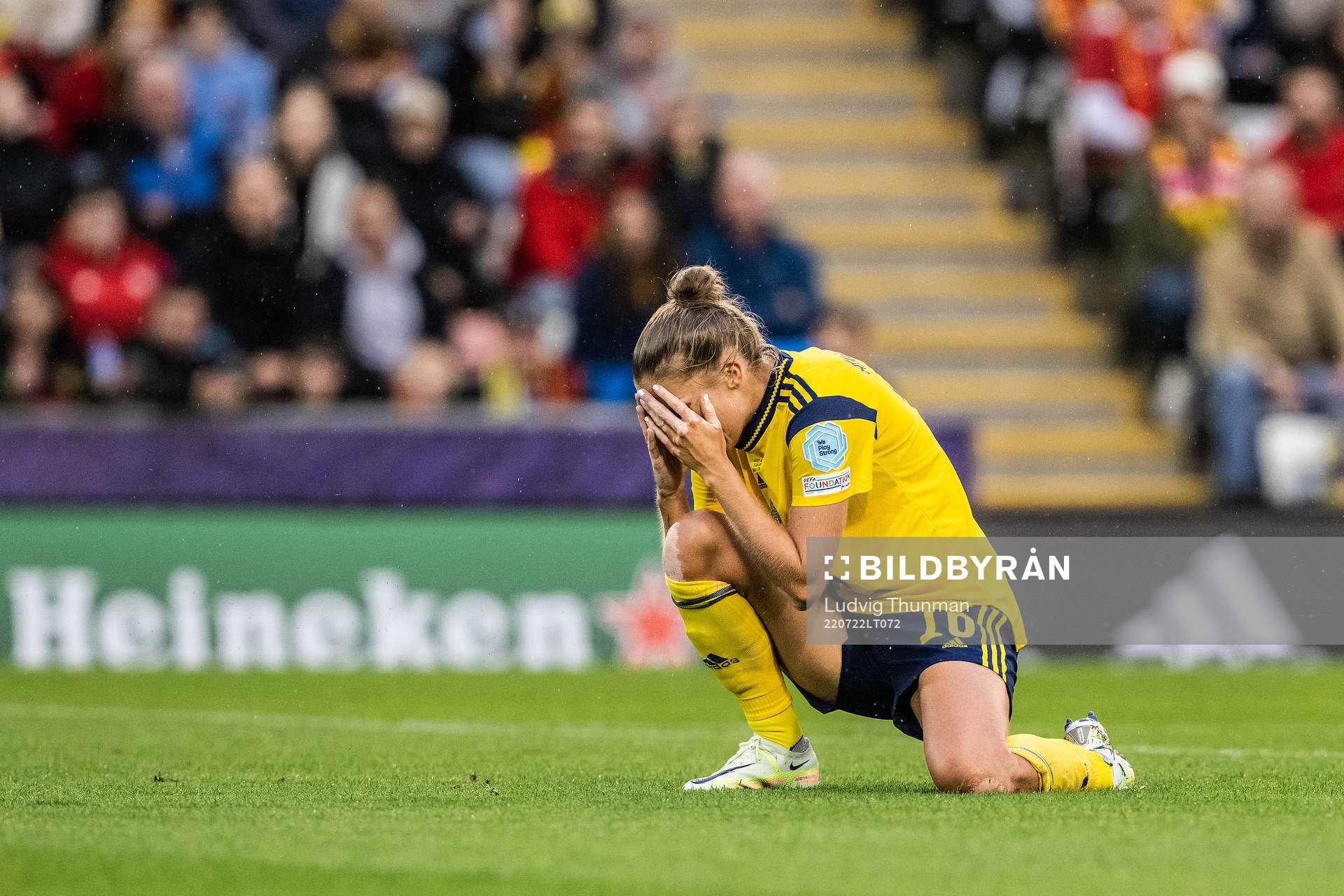 Filippa Angeldahl of Sweden looks dejected