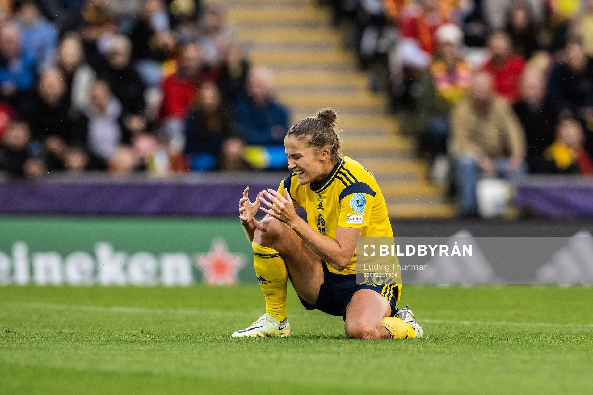 Filippa Angeldahl of Sweden looks dejected