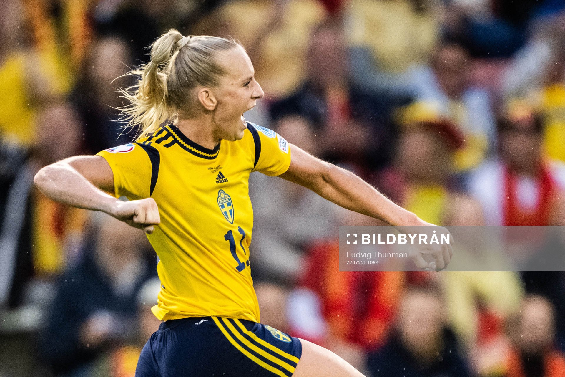 Stina Blackstenius of Sweden celebrates a disallowed goal