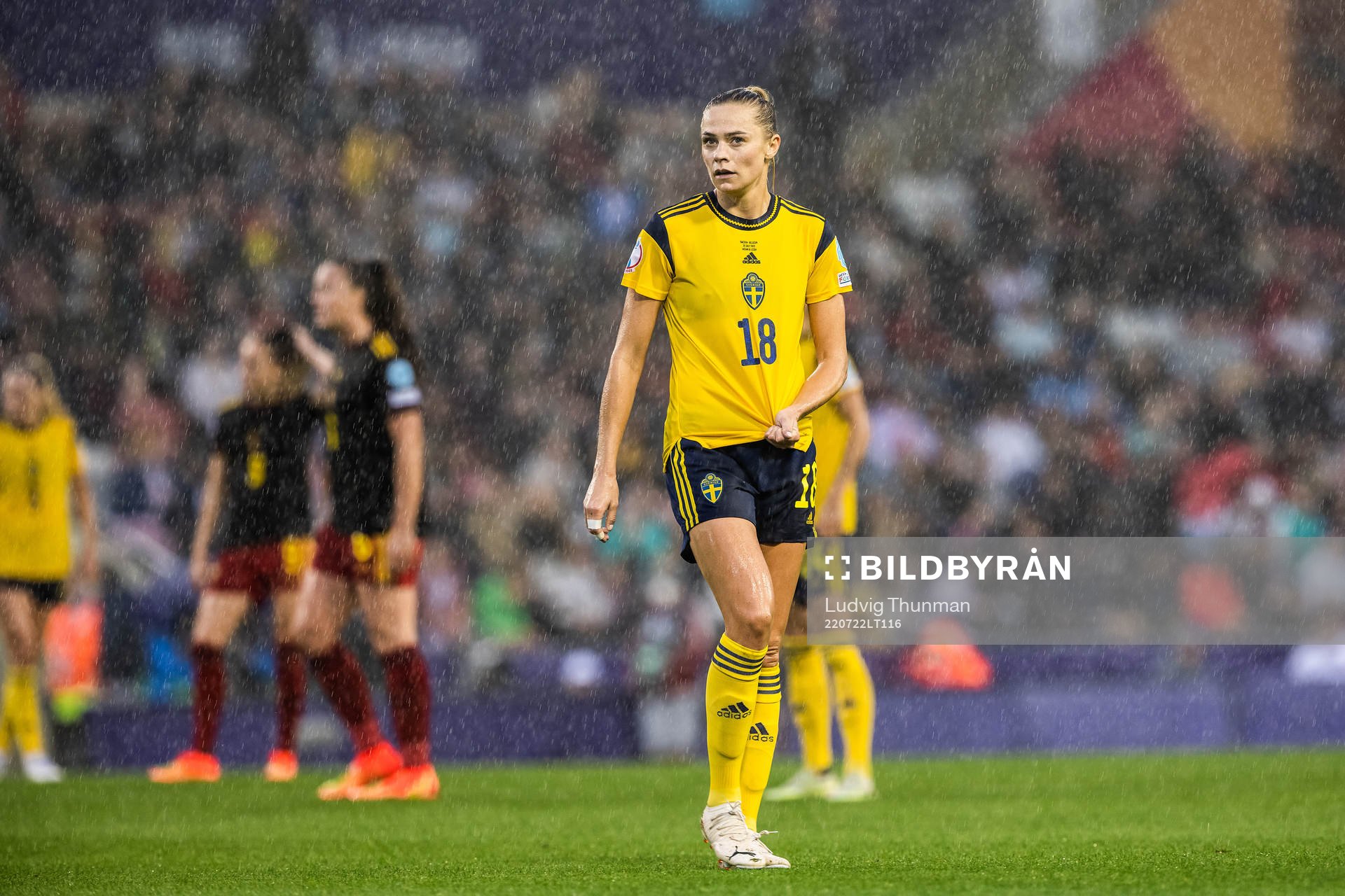 Fridolina Rolfö of Sweden during the UEFA Women's Euro 2022 quarter final match between between Sweden and Belgium on July 22, 2022 in Leigh.