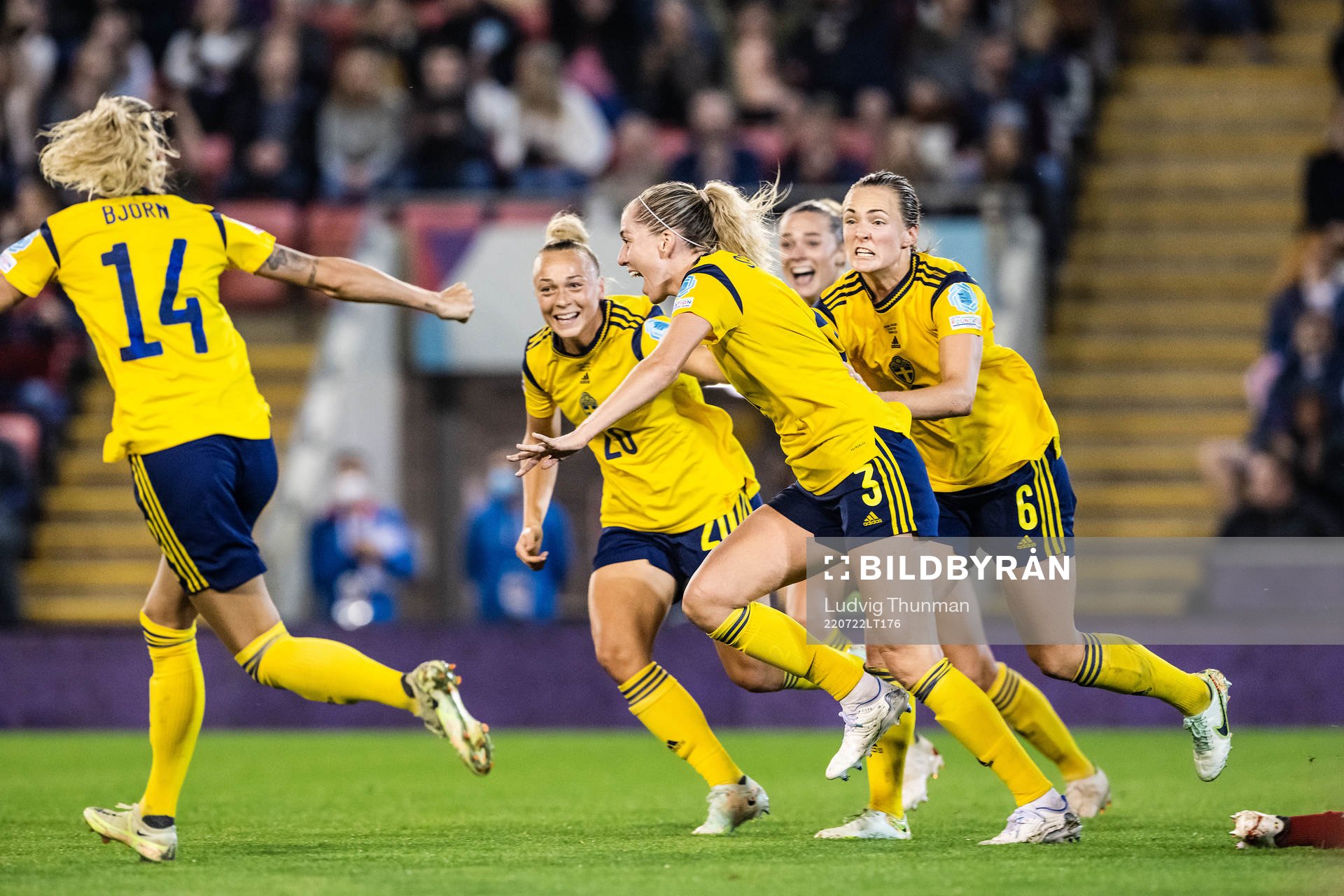 Linda Sembrant and Magdalena Eriksson of Sweden celebrate