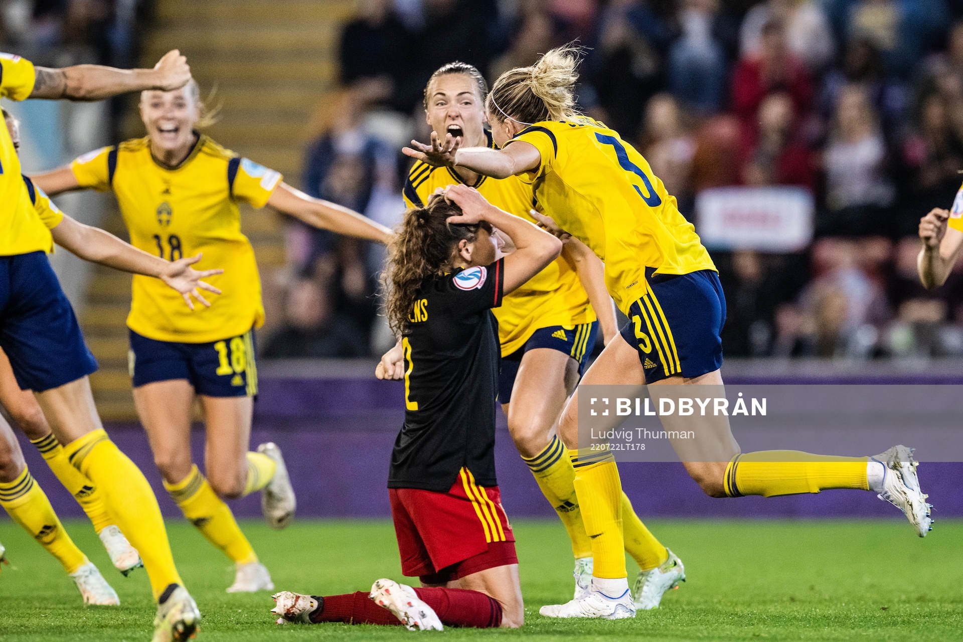 Linda Sembrant and Magdalena Eriksson of Sweden celebrate