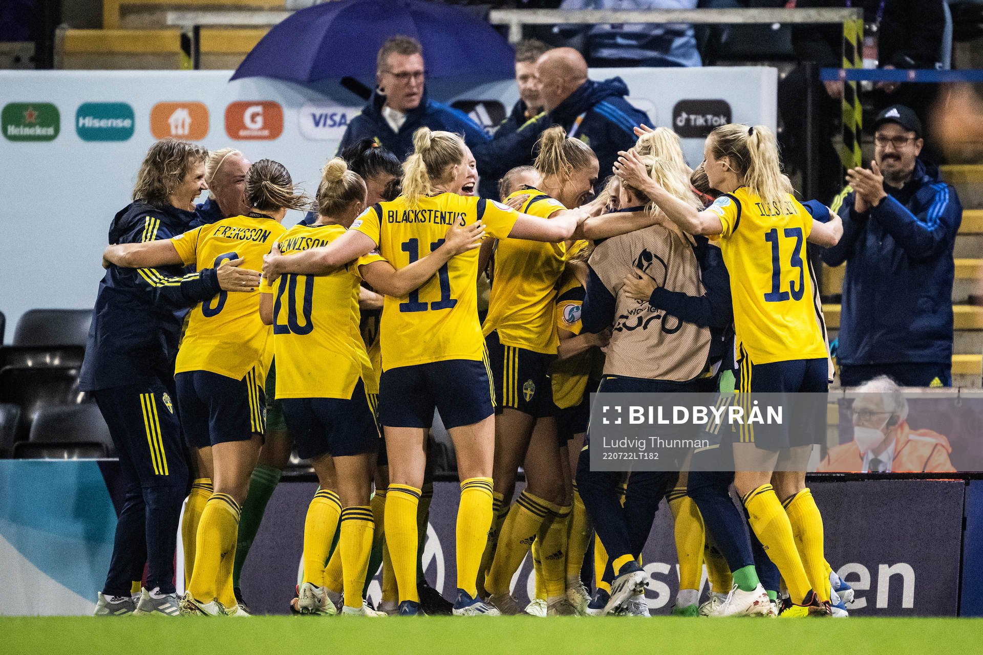 Players of Sweden celebrate
