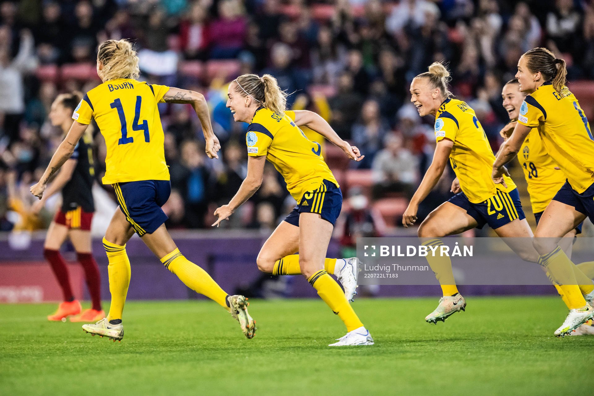 Linda Sembrant of Sweden celebrates