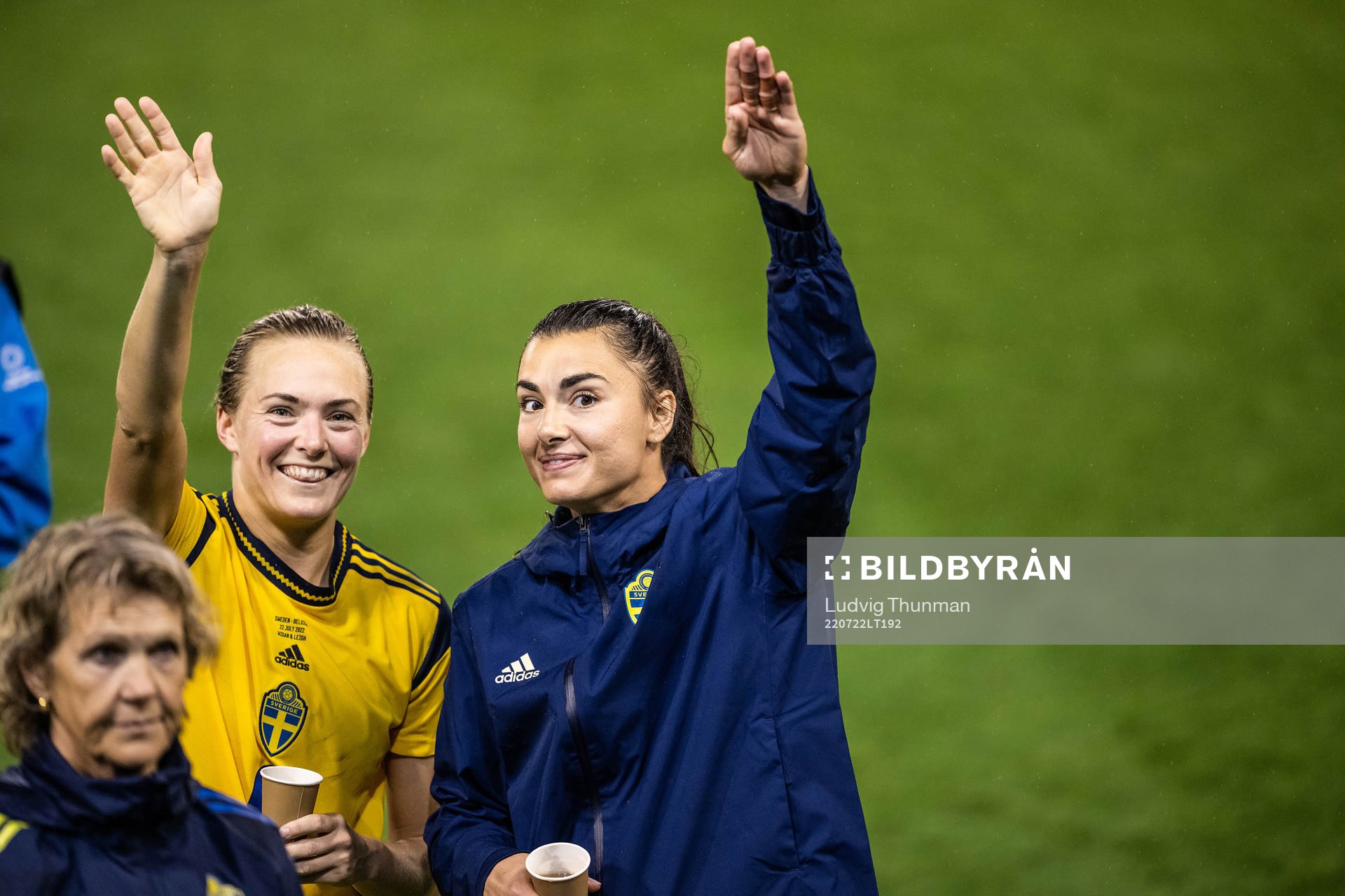 Magdalena Eriksson and goalkeeper Zecira Musovic of Sweden