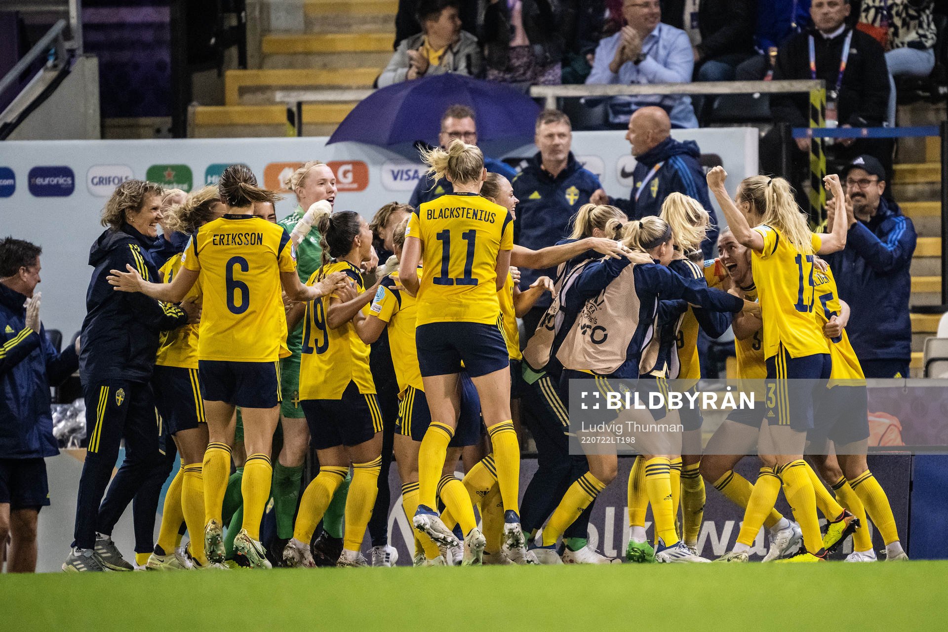 Players of Sweden celebrate