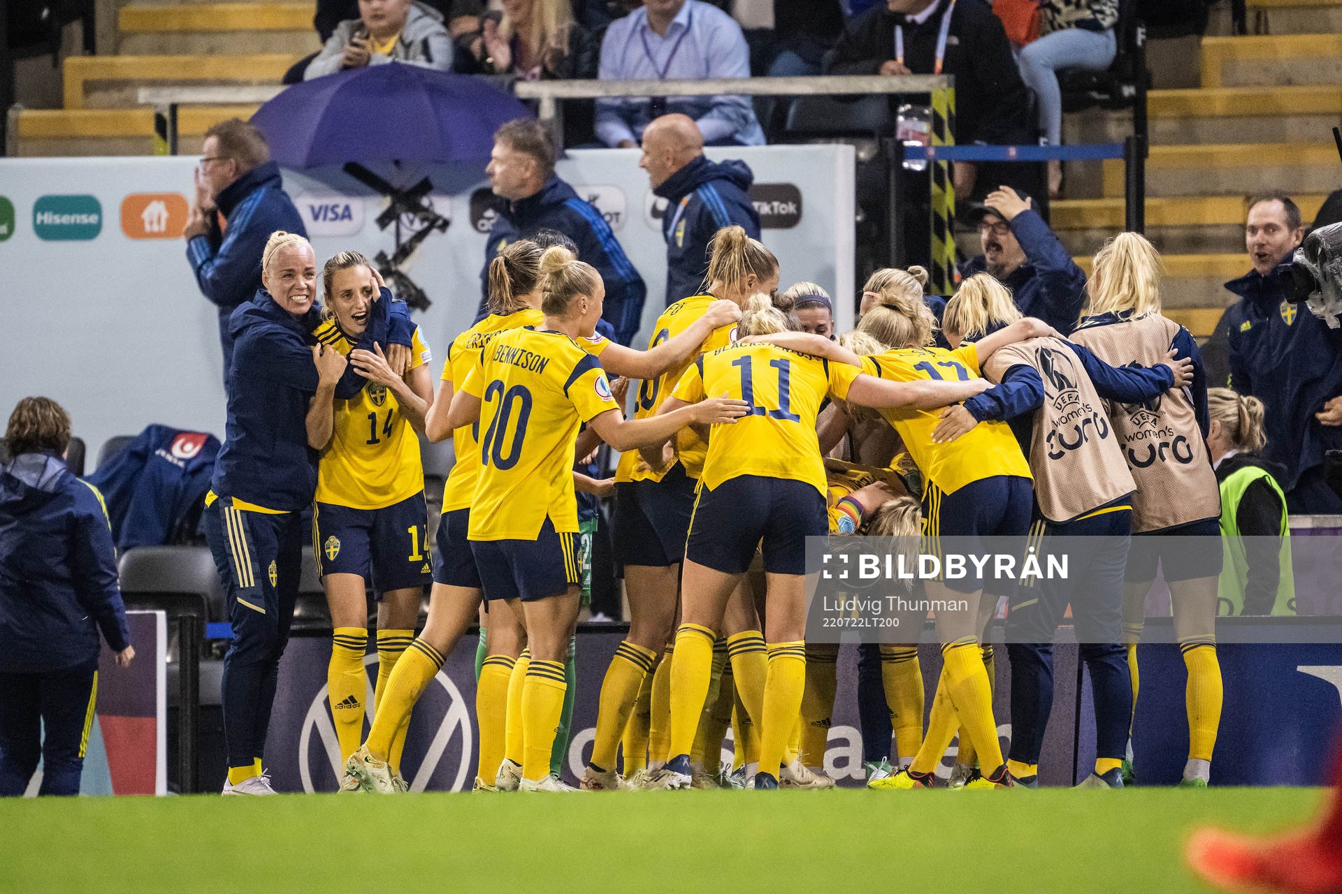 Players of Sweden celebrate