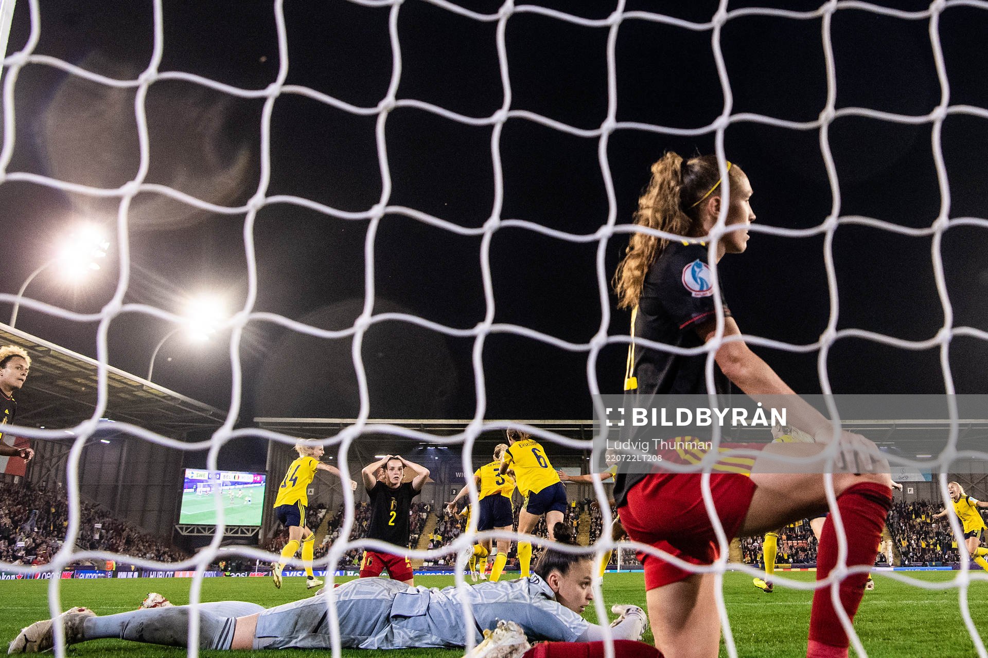 goalkeeper Nicky Evrard of Belgium looks dejected