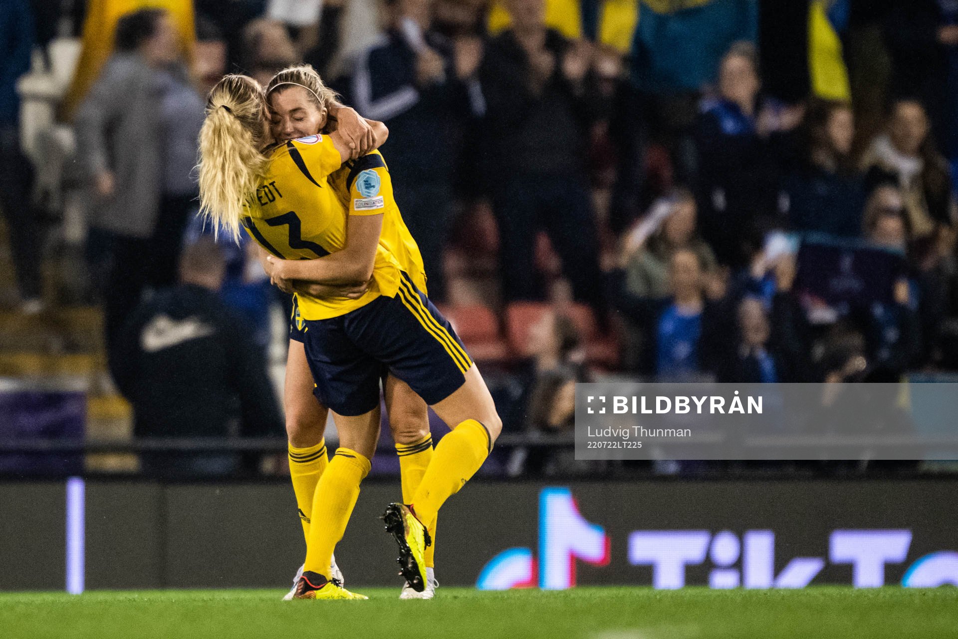 Linda Sembrant and Amanda Ilestedt of Sweden celebrate