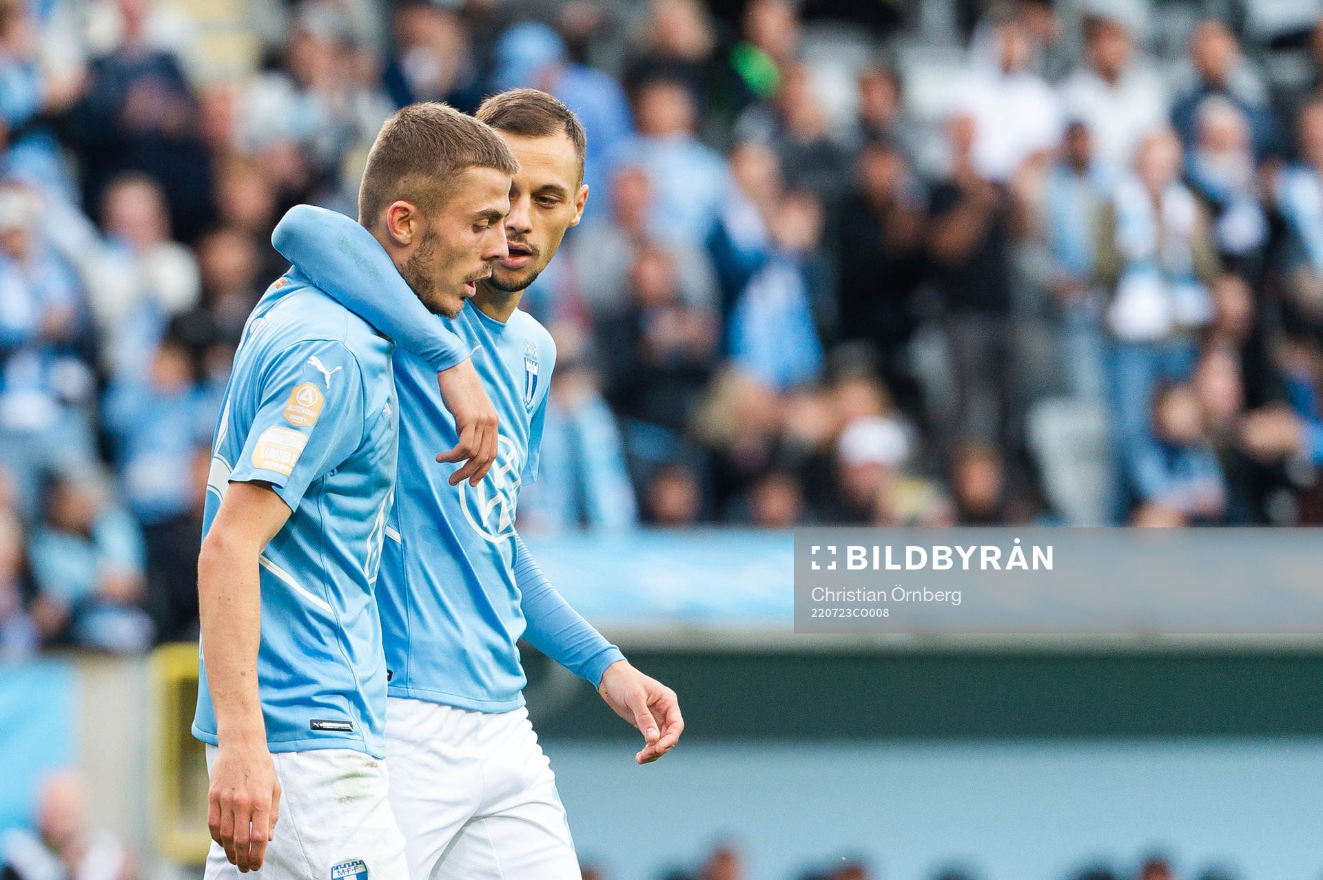 Malmö FFs Patriot Sejdiu och Veljko Birmancevic jublar