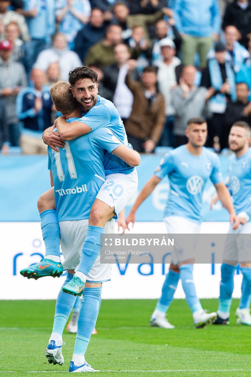 Malmö FFs Ola Toivonen och Moustafa Zeidan jublar