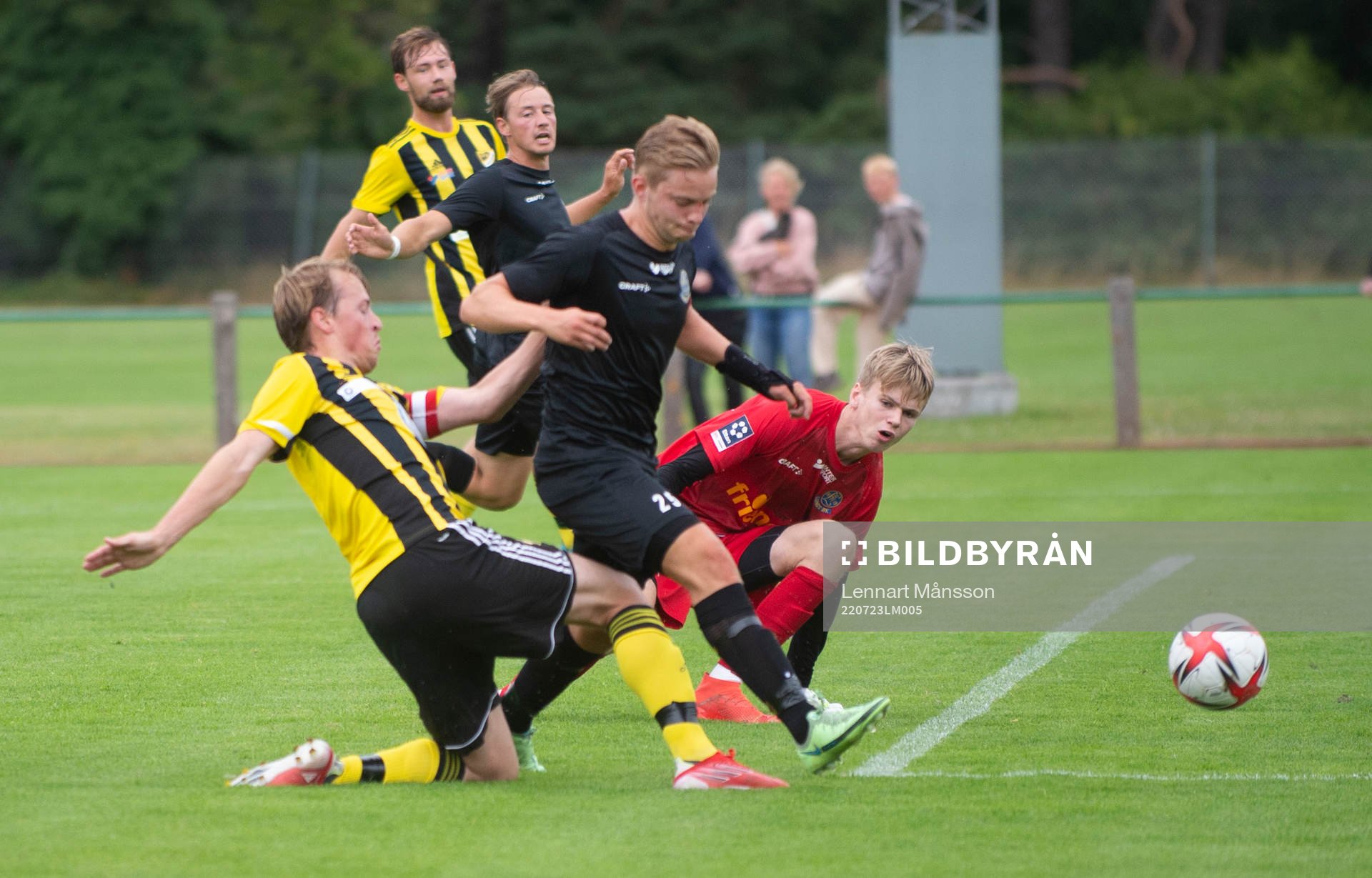 IFK Hässleholms Robin Strömberg i träningsmatchen mellan IFK Hässleholm och Lunds BK i Åhus 23 juli 2022.