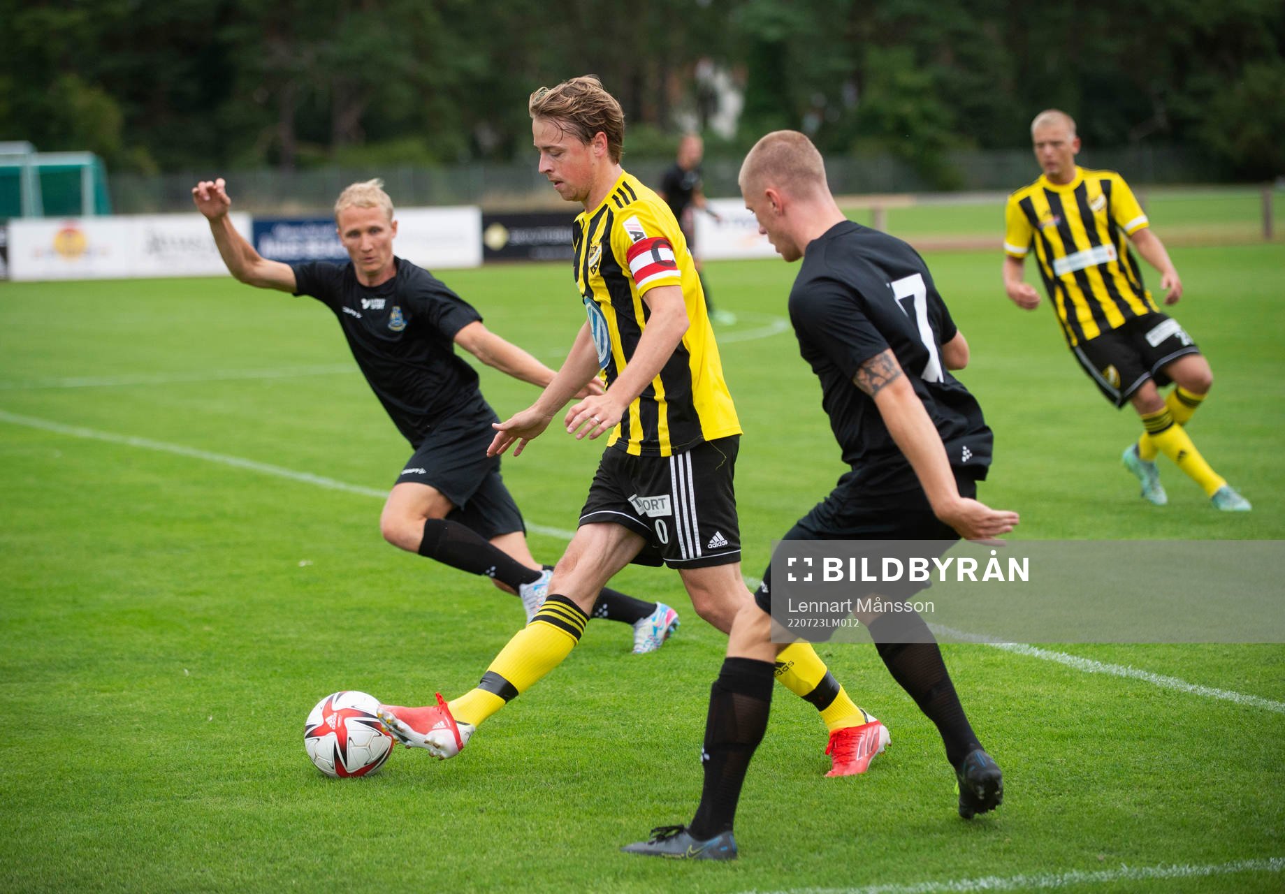 IFK Hässleholms Robin Strömberg i träningsmatchen mellan IFK Hässleholm och Lunds BK i Åhus 23 juli 2022.
