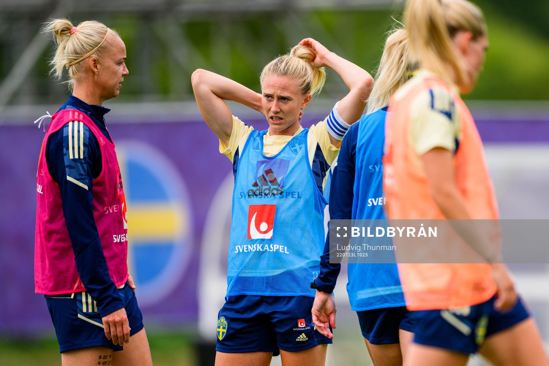 Caroline Seger and Rebecka Blomqvist of the Swedish women's