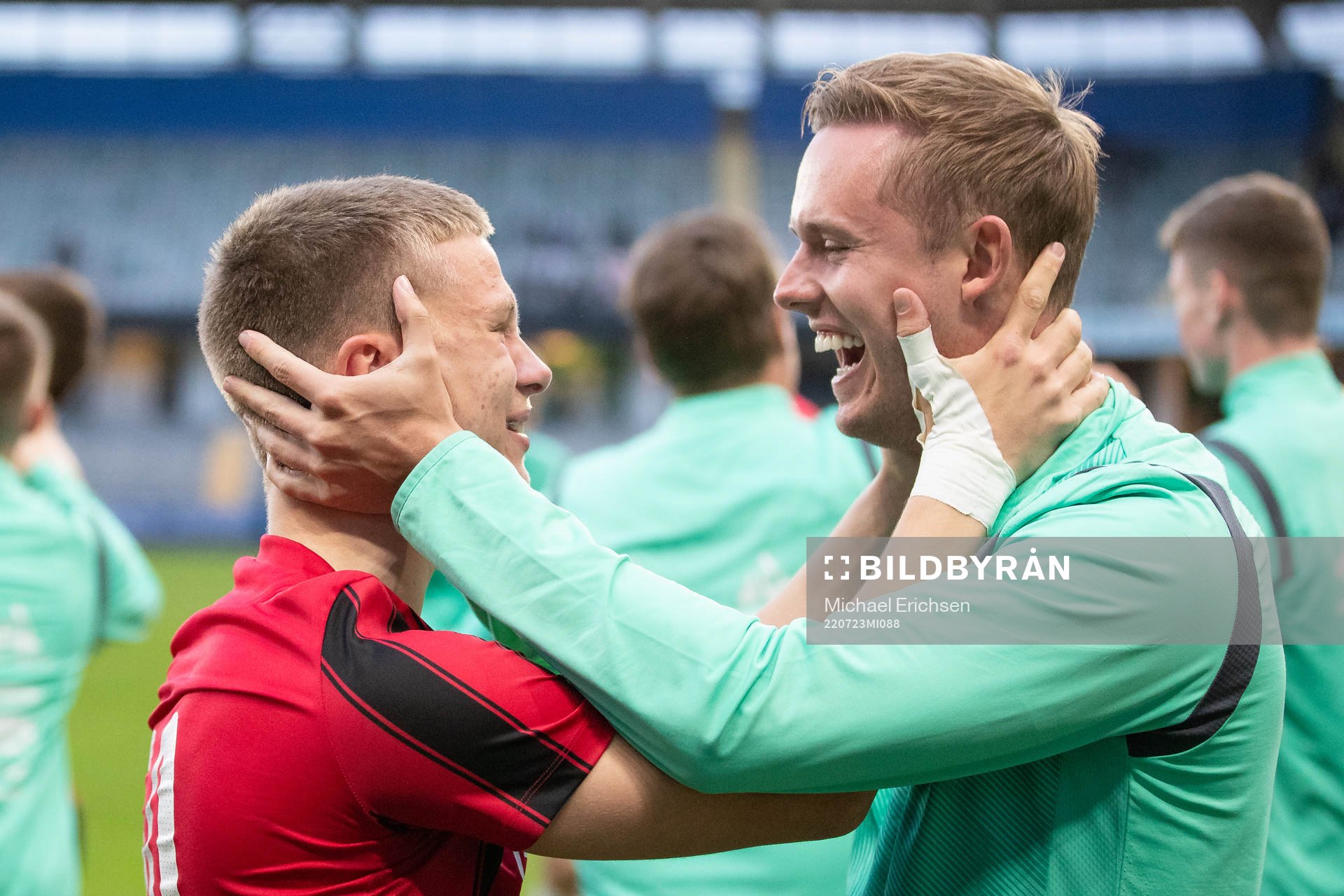 Vikingur spelare jublar efter finalen i Gothia Cup, grupp B16, mellan Stjarnan och Vikingur den 23 juli 2022 i Göteborg. 