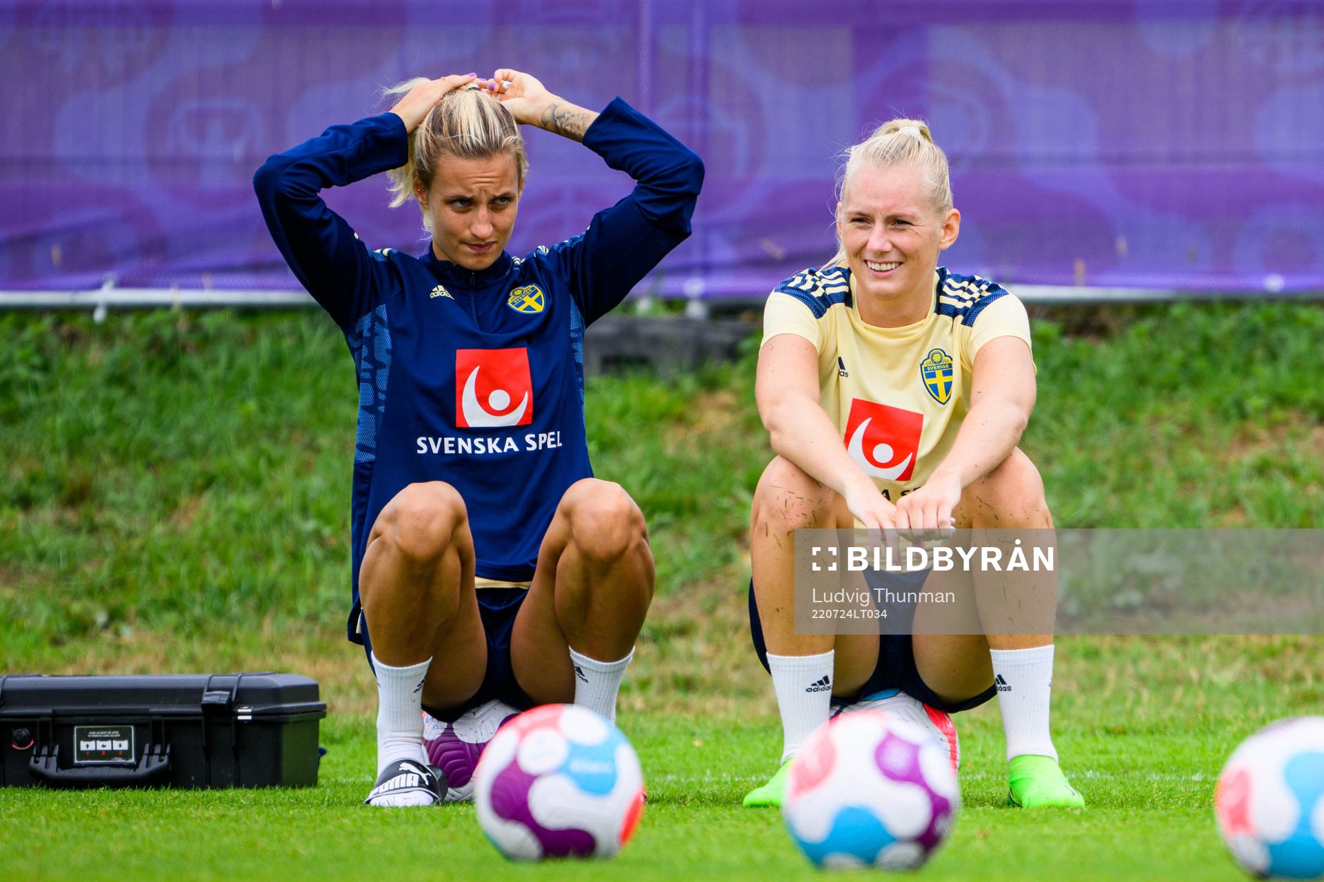 Nathalie Björn and Stina Blackstenius of the Swedish