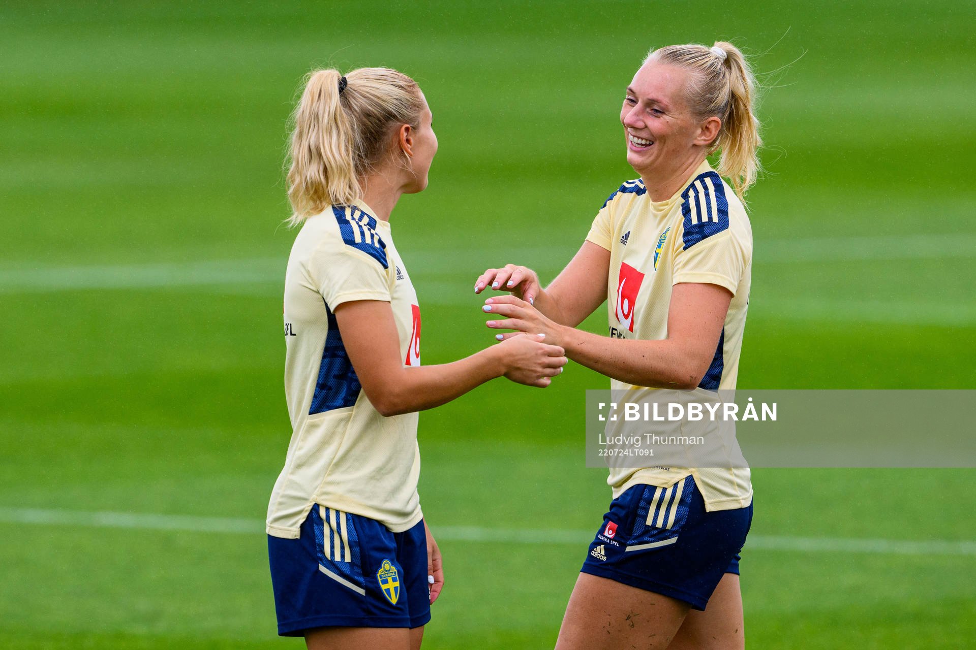 Amanda Nilden and Stina Blackstenius of the Swedish women's