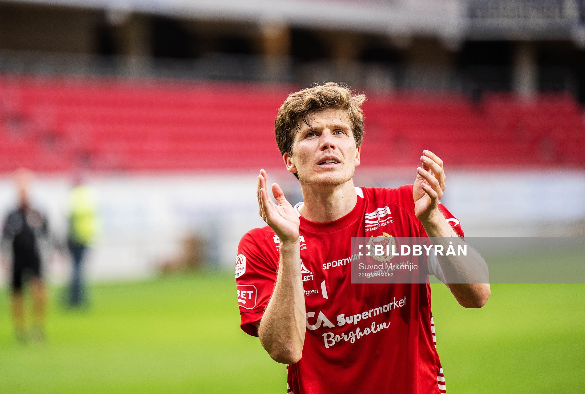 Kalmars Oliver Berg jublar efter fotbollsmatchen i Allsvenskan mellan Kalmar och Elfsborg den 24 juli 2022 i Kalmar. 