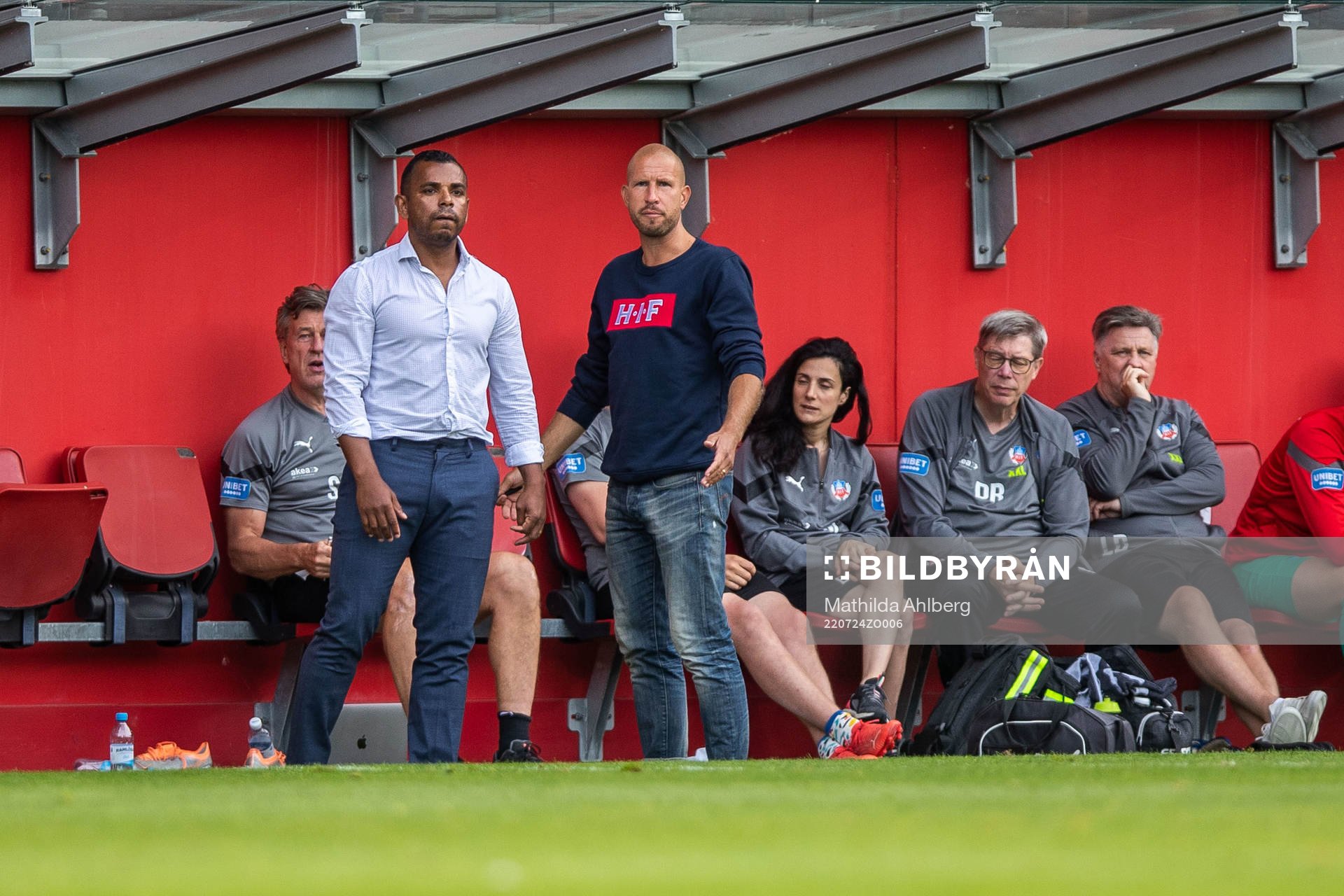 Helsingborgs tränare Alvaro Santos och tränare Mattias
