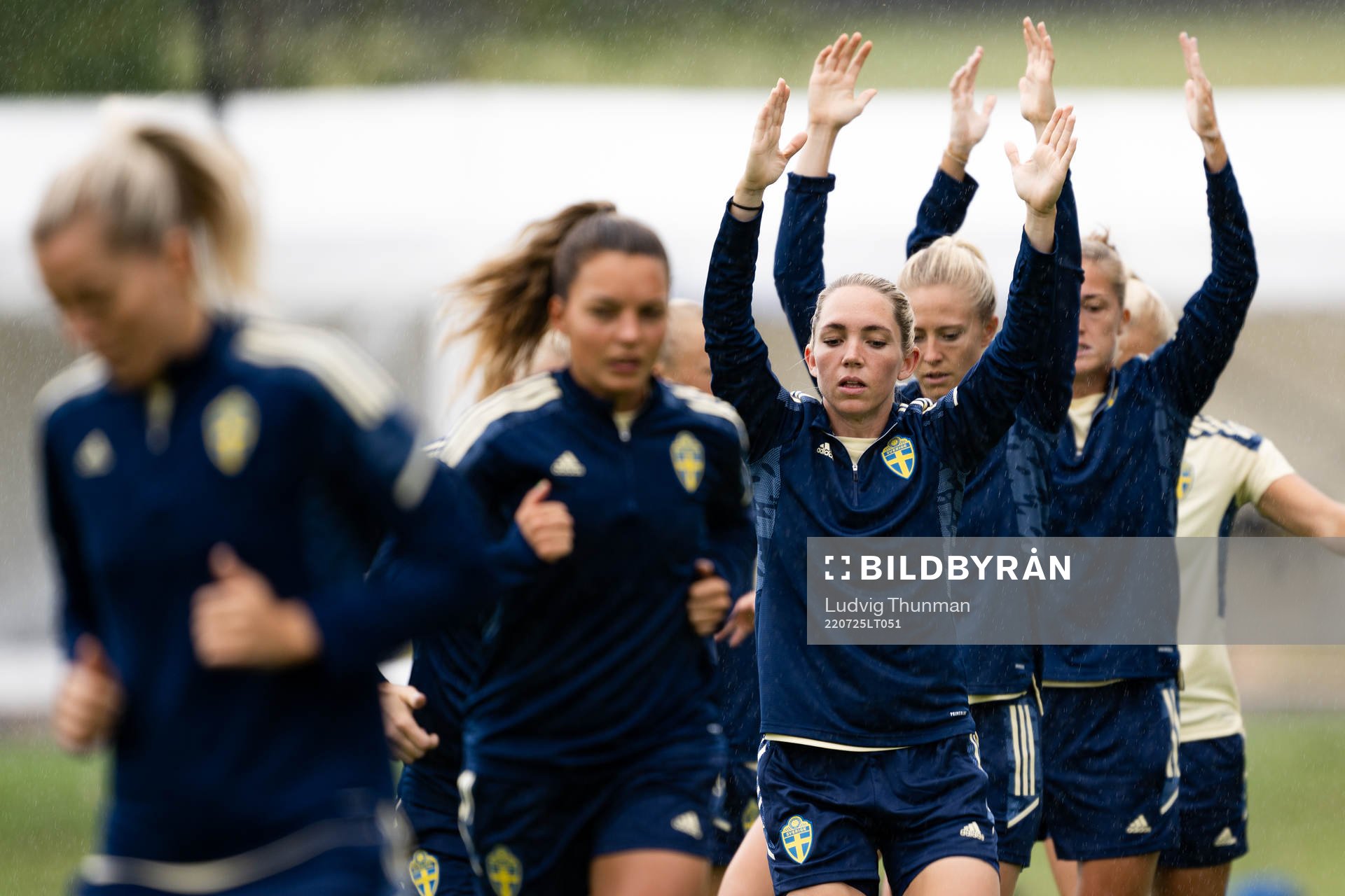 Elin Rubensson of the Swedish women's national football team at a training session during the UEFA Women's Euro 2022 Championship on July 25, 2022 in Chester.