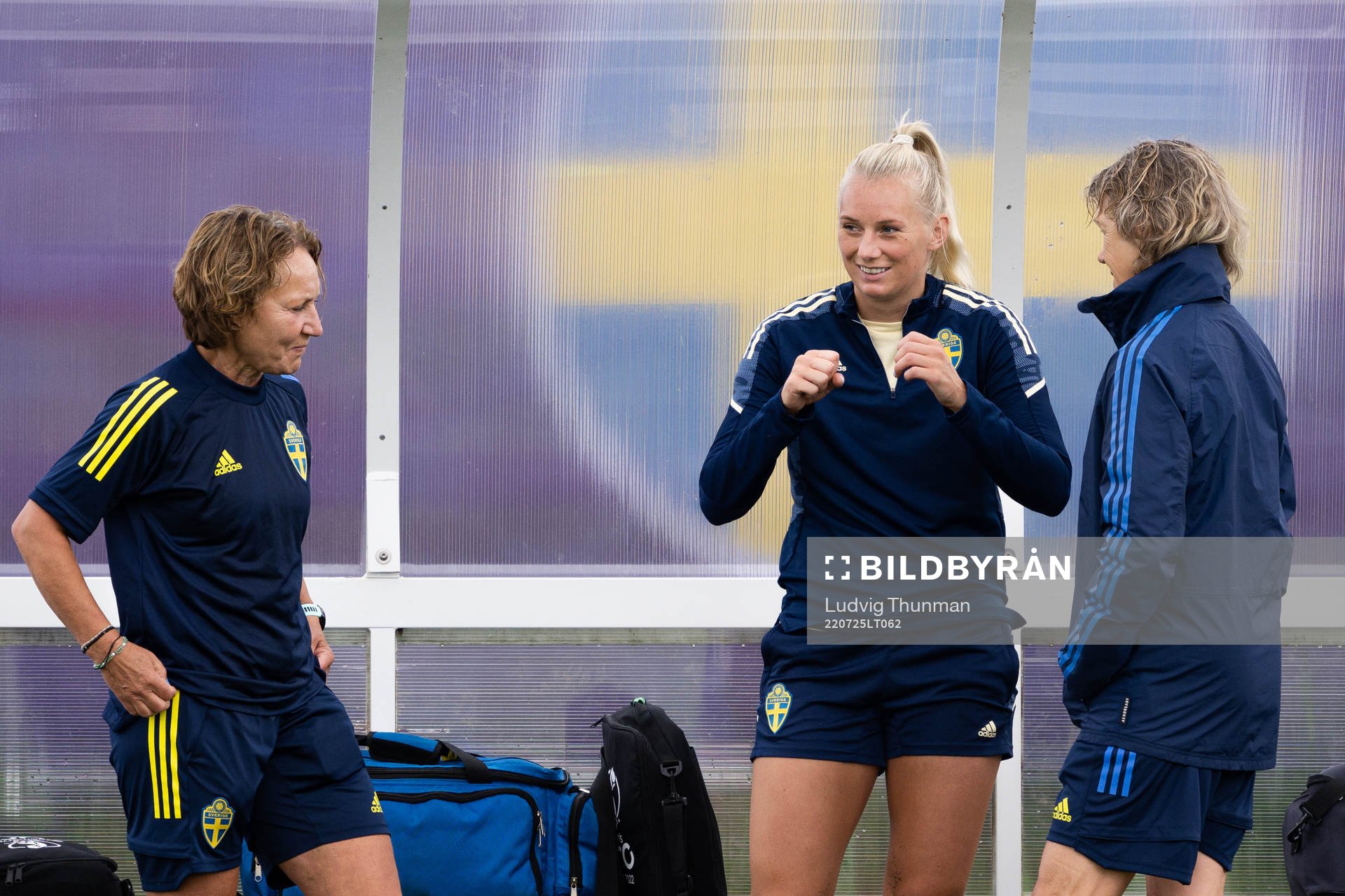 Stina Blackstenius of the Swedish women's national football team at a training session during the UEFA Women's Euro 2022 Championship on July 25, 2022 in Chester.