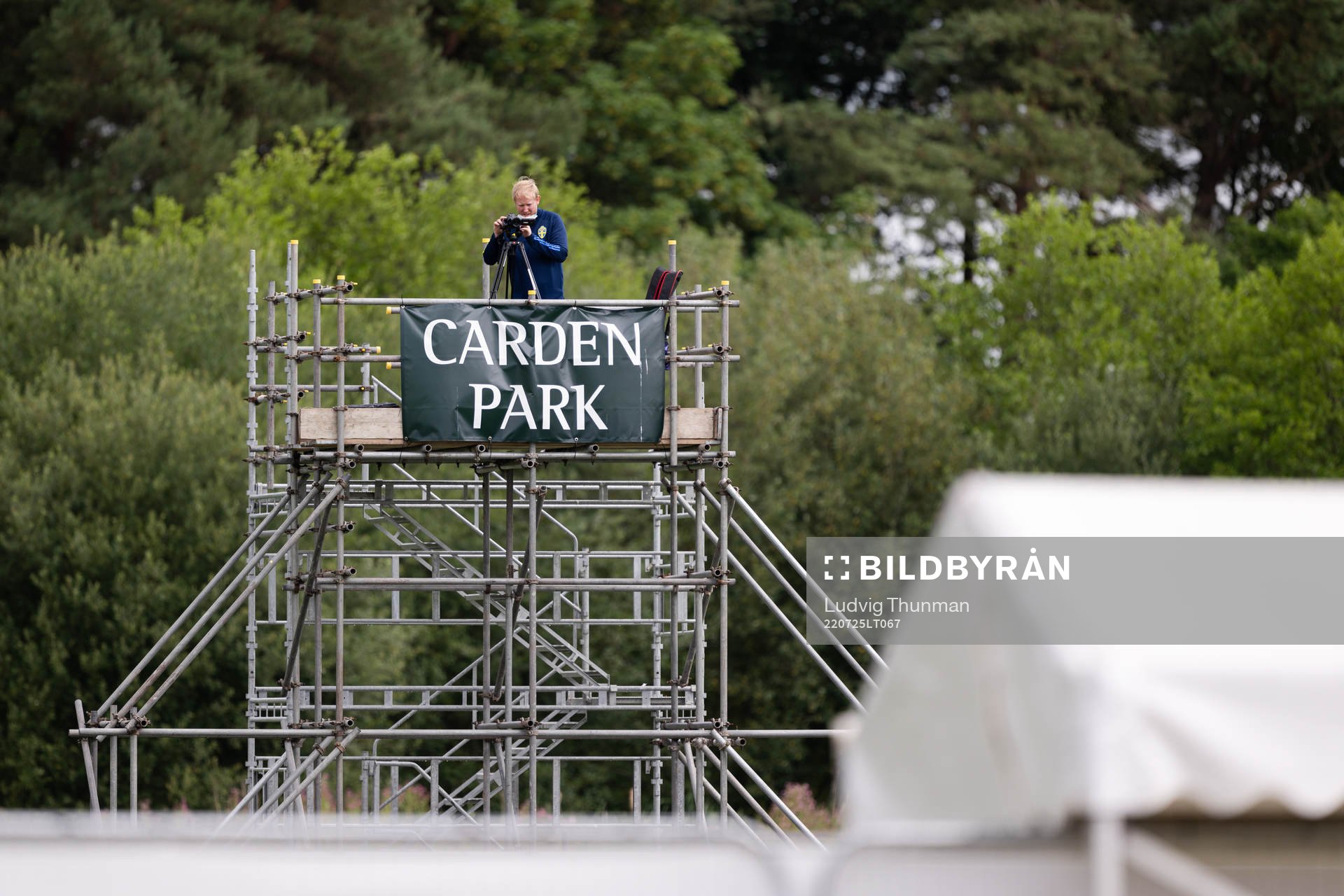 Analyst Anders Eriksson of the Swedish women's national football team at a training session during the UEFA Women's Euro 2022 Championship on July 25, 2022 in Chester.