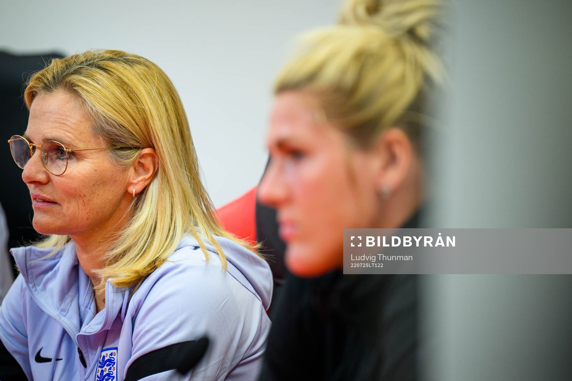 Sarina Wiegman, head coach and Millie Bright of the English